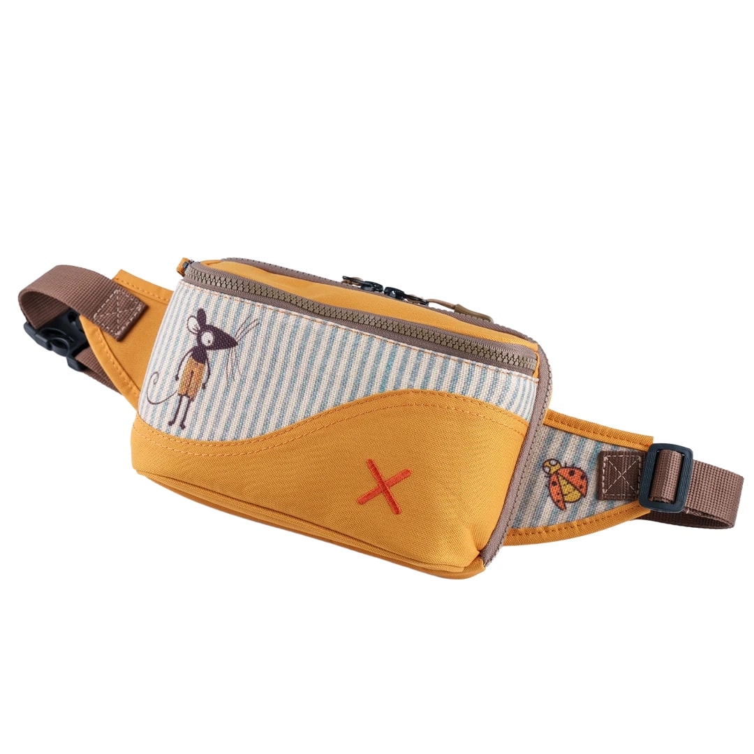 Sarı Fare Desenli Kanvas Unisex Göğüs ve Bel Çantası