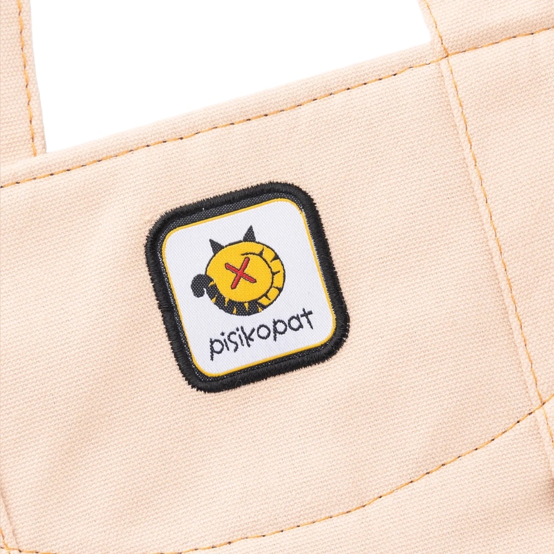 Krem Fil Desenli Canvas Kumaş Omuz Çantası