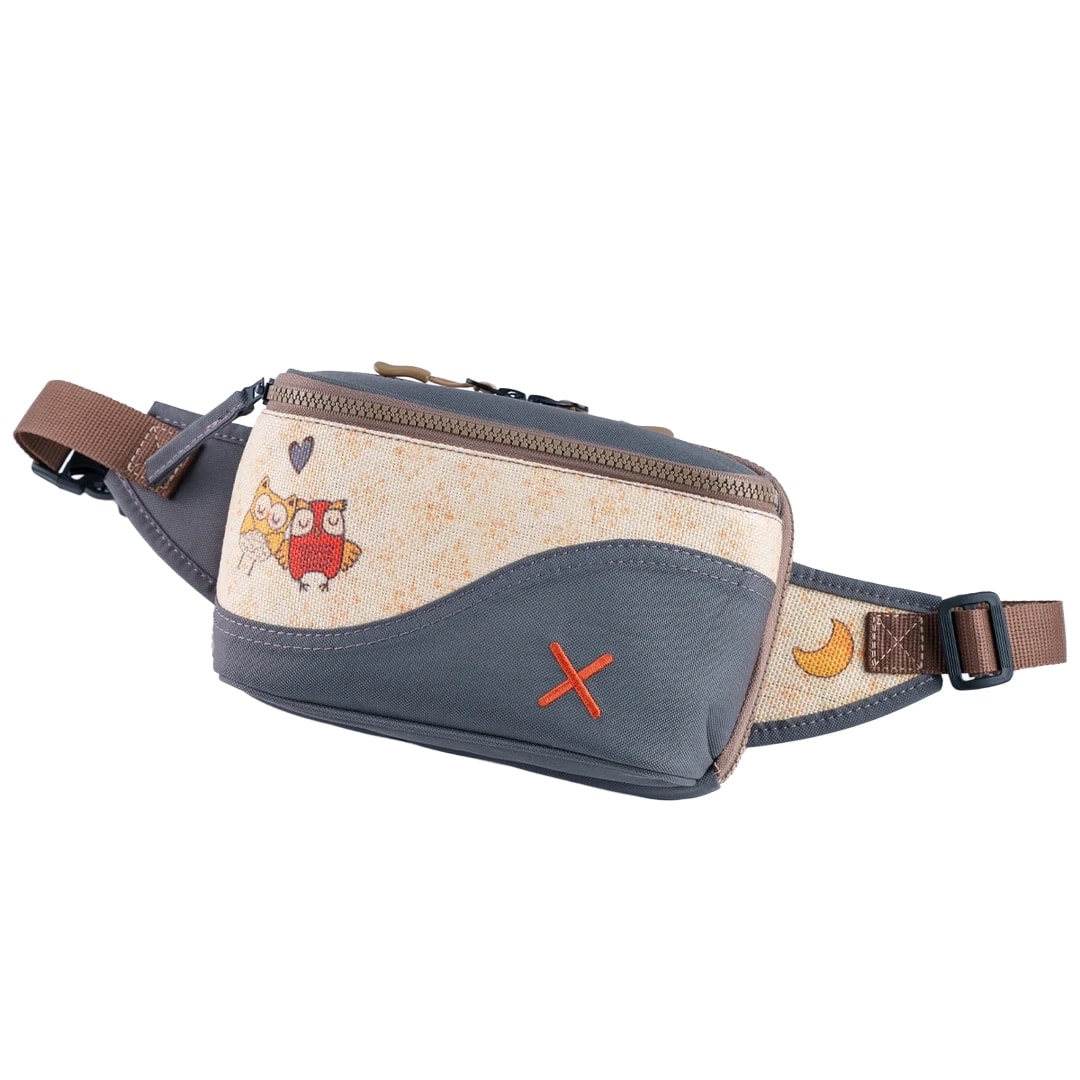 Baykuş Baskılı Kanvas Unisex Göğüs ve Bel Çantası