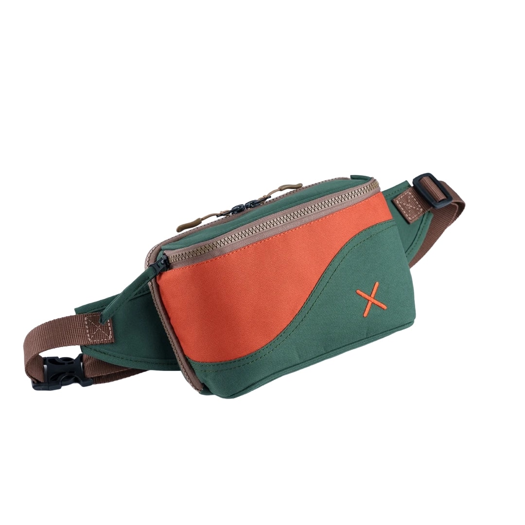 Yeşil Turuncu Kanvas Unisex Göğüs ve Bel Çantası 