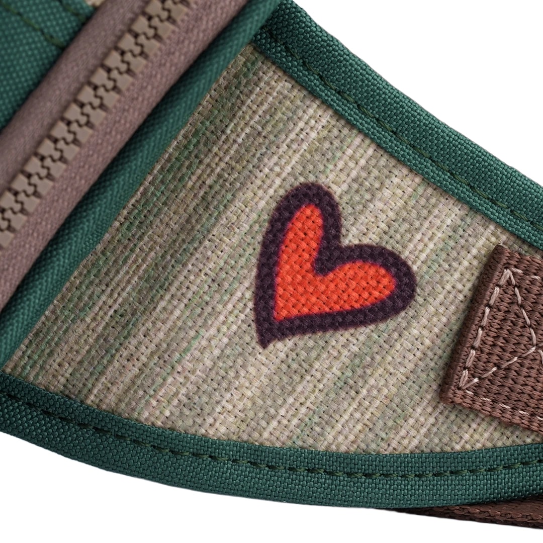 Yeşil Kedi & Köpek Desenli Kanvas Unisex Göğüs ve Bel Çantası