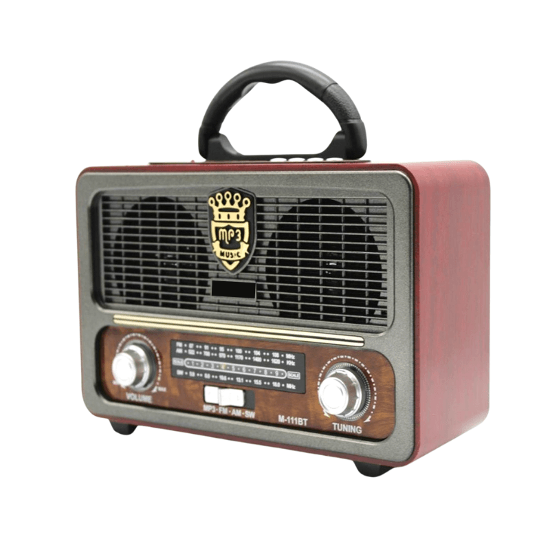 Nostalji Retro Radyo Koyu Ahşap Görünümlü Kumandalı Bluetooth-Usb-Sd Kart Destekli