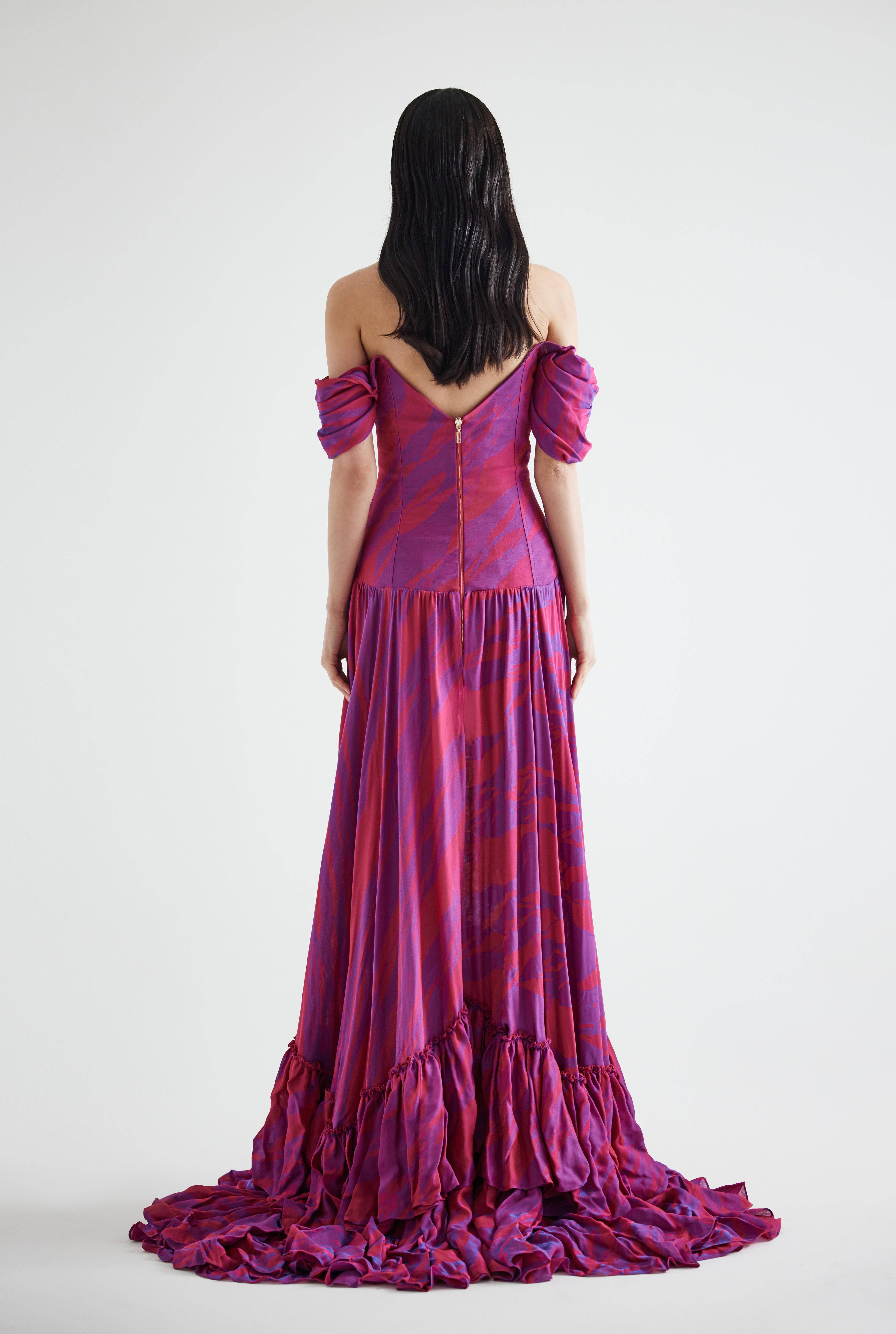 Bead Detailed Jacquard Viscose Maxi Dress