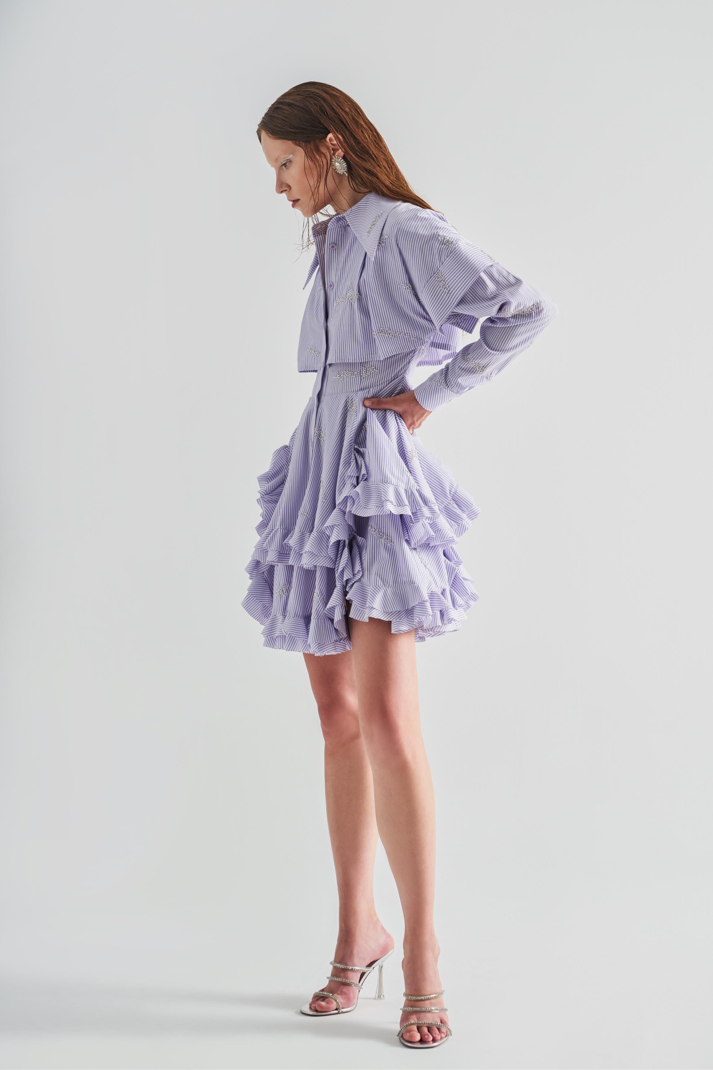 Ruffle Detailed Embroidery Dress