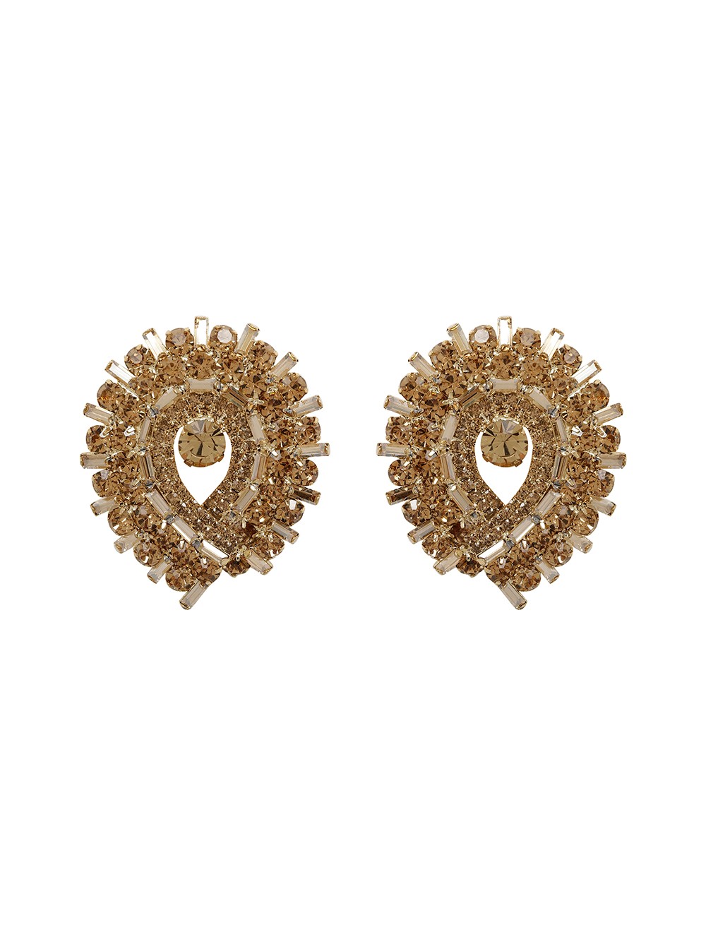 Gold Shell Earrings With Gold Crystals