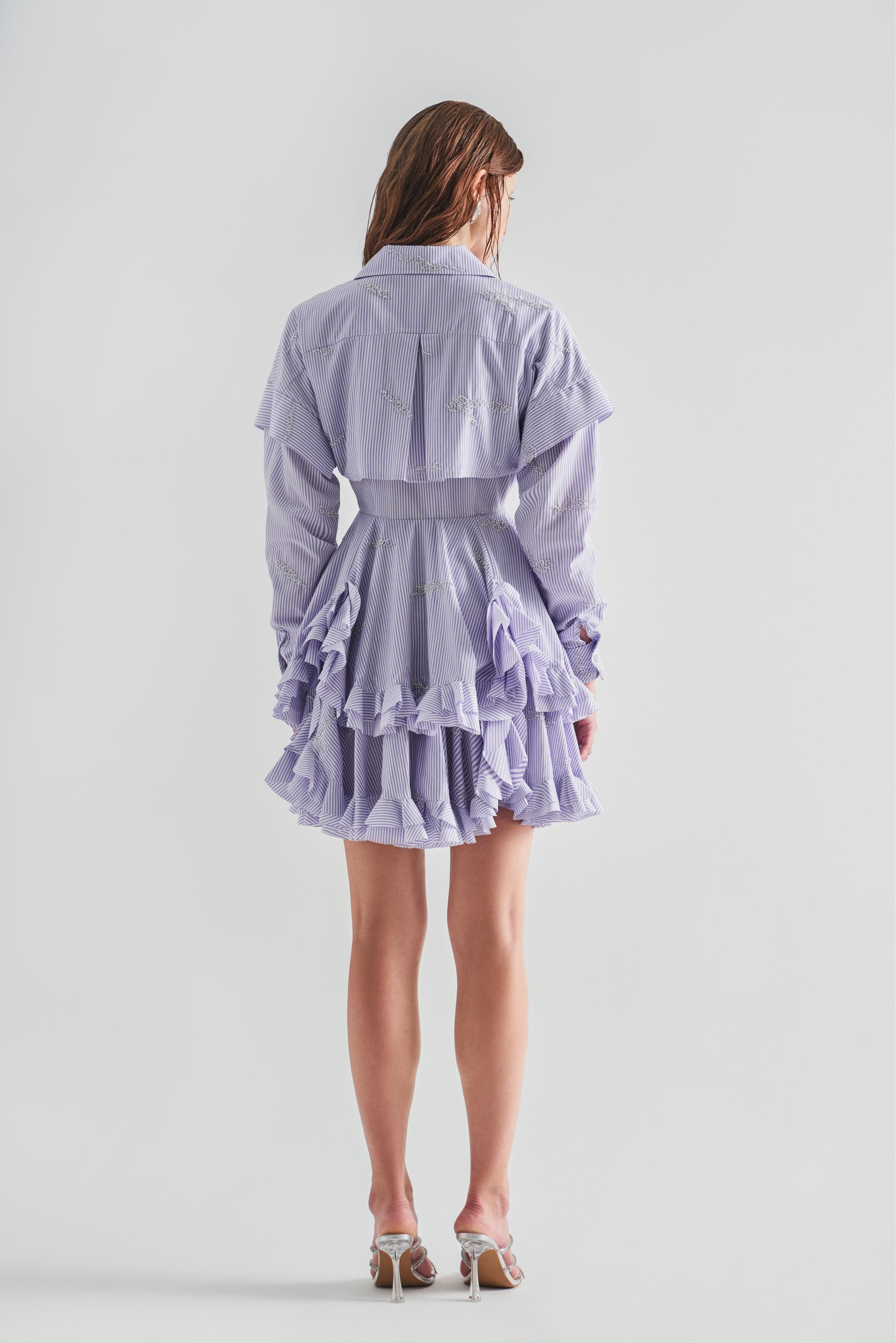 Ruffle Detailed Embroidery Dress