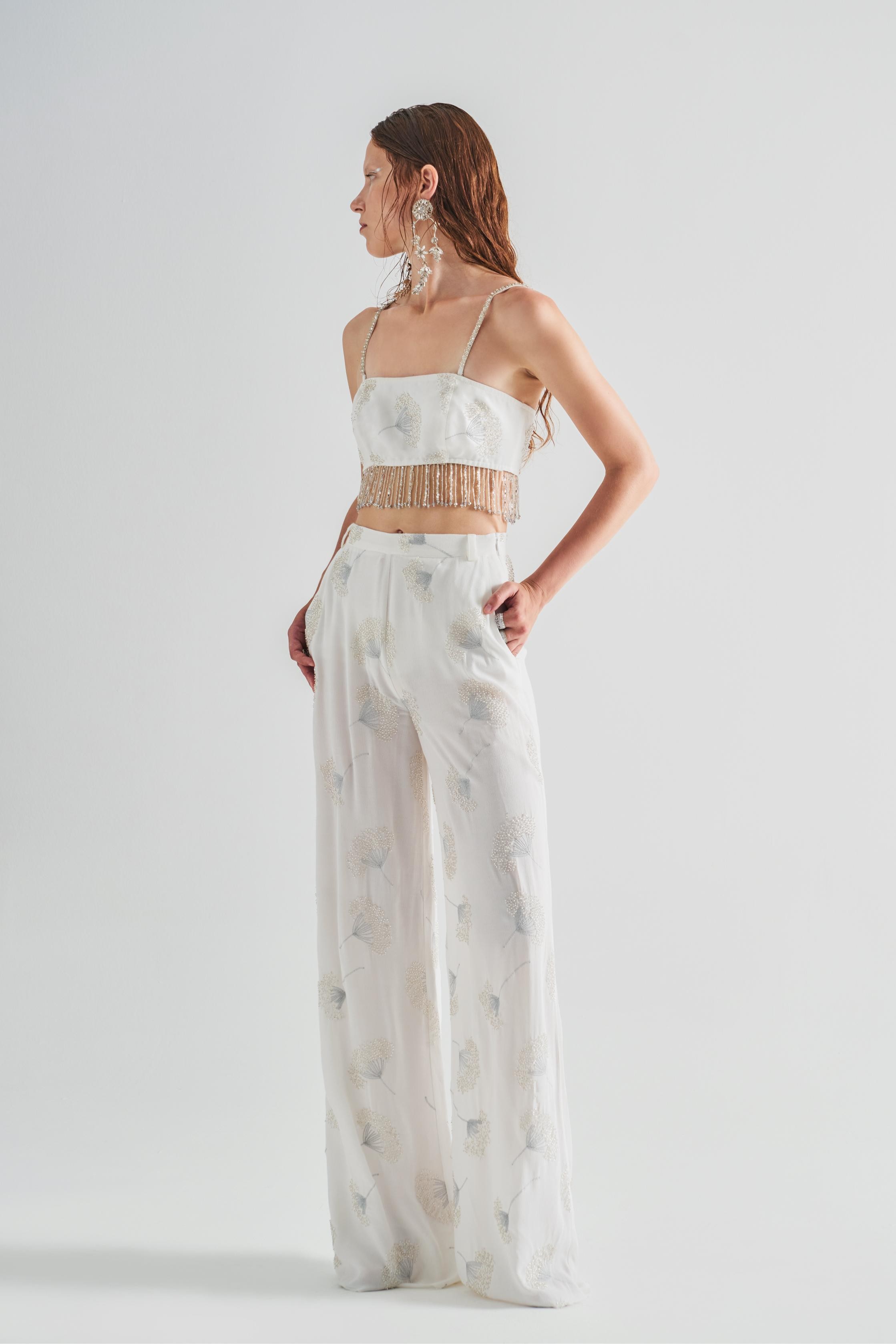 Lurex Embroidered And Beaded Pants