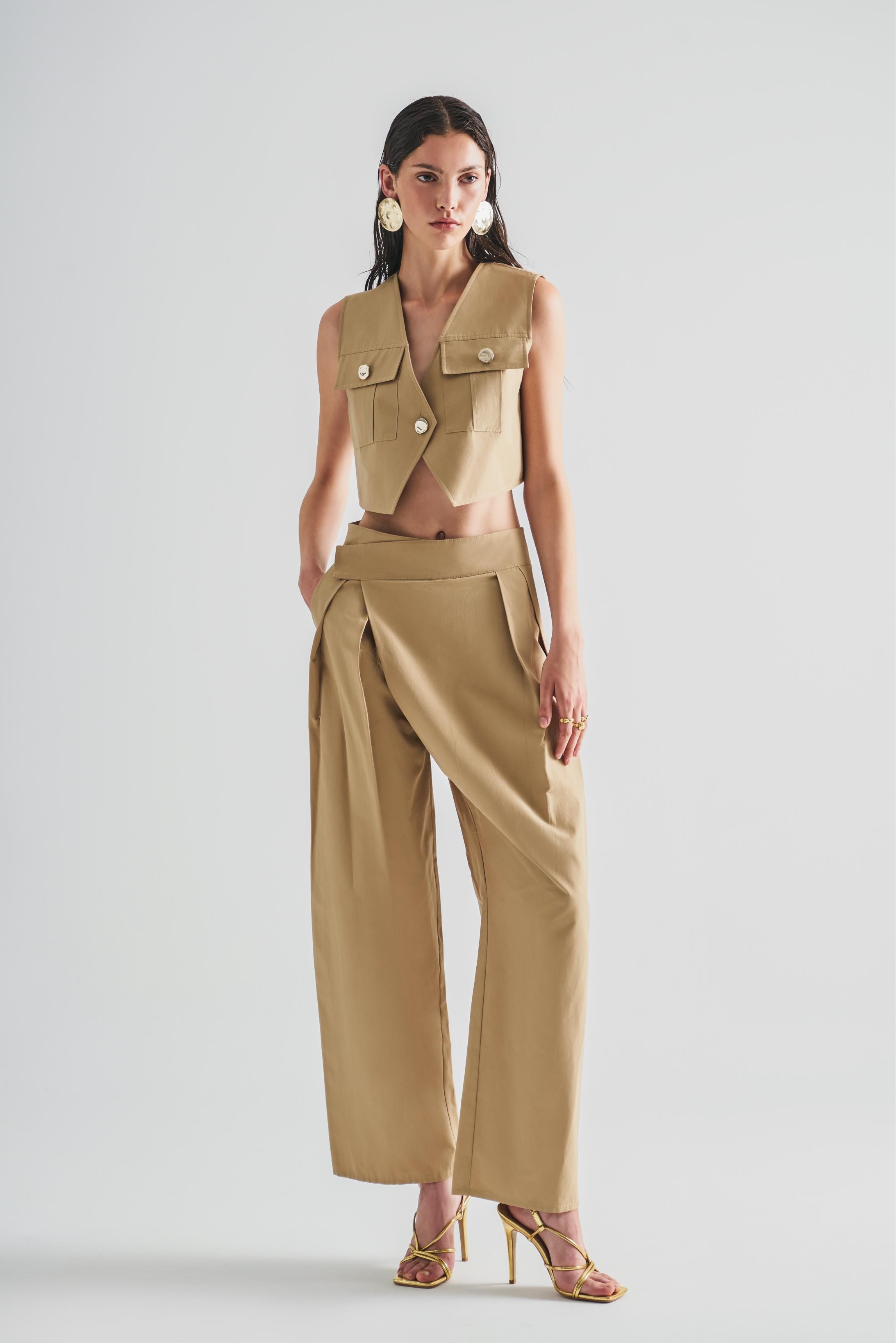 Pleat Detailed Wrap Trousers