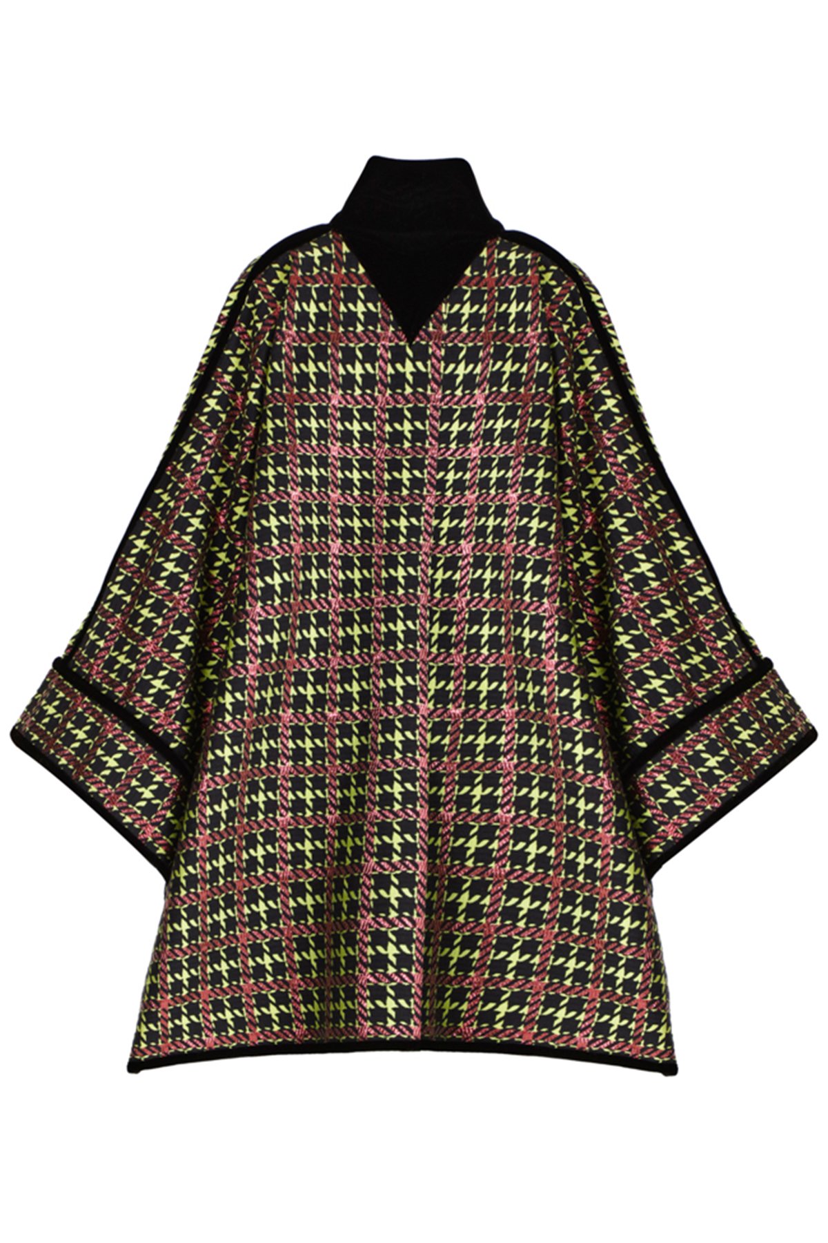 Houndstooth Pattern Multi-Color Poncho