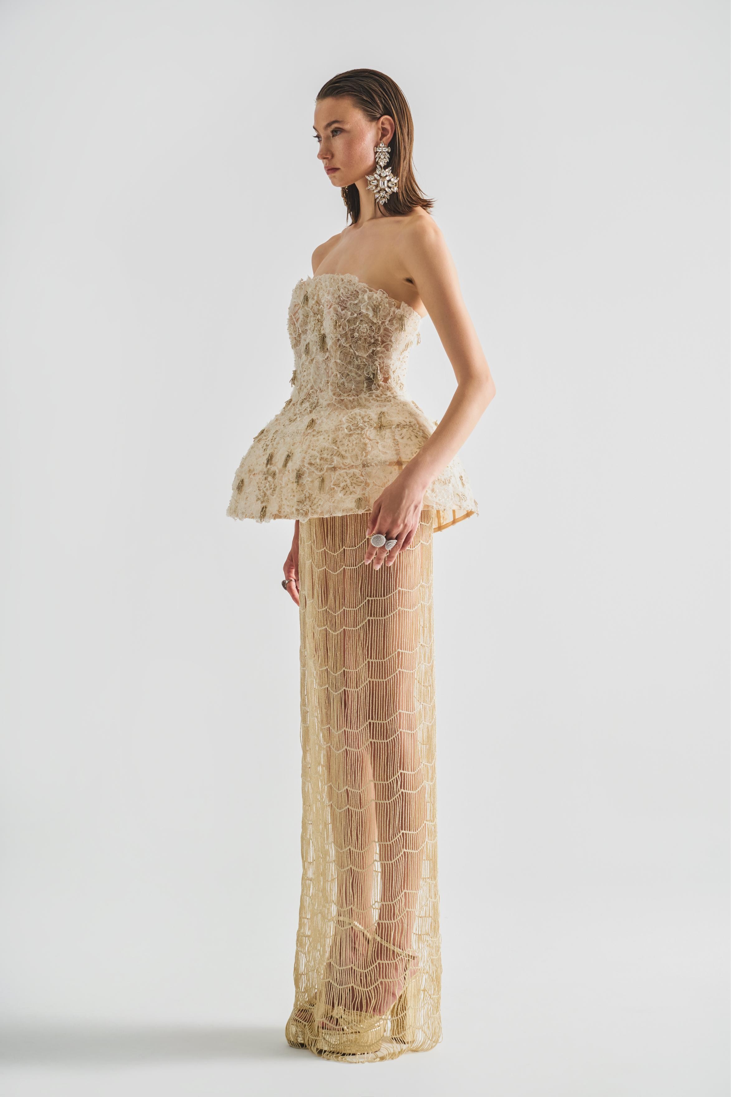  Knitted Skirt With Golden Detail And Underwire Corset