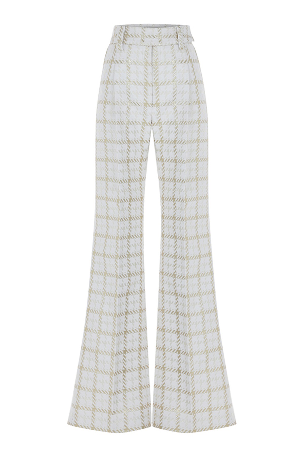 Houndstooth Pattern White Pants