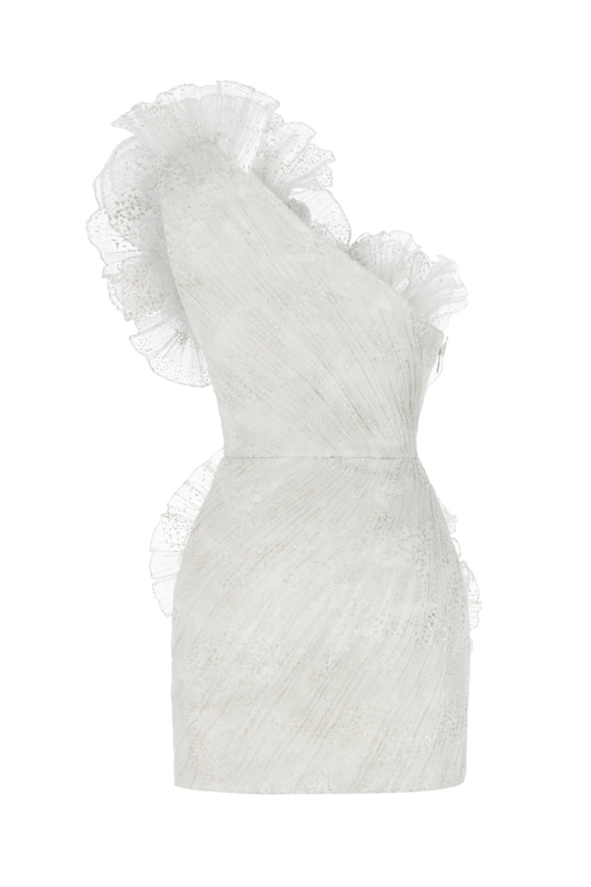 Foil Print Draped Organza Mini Dress