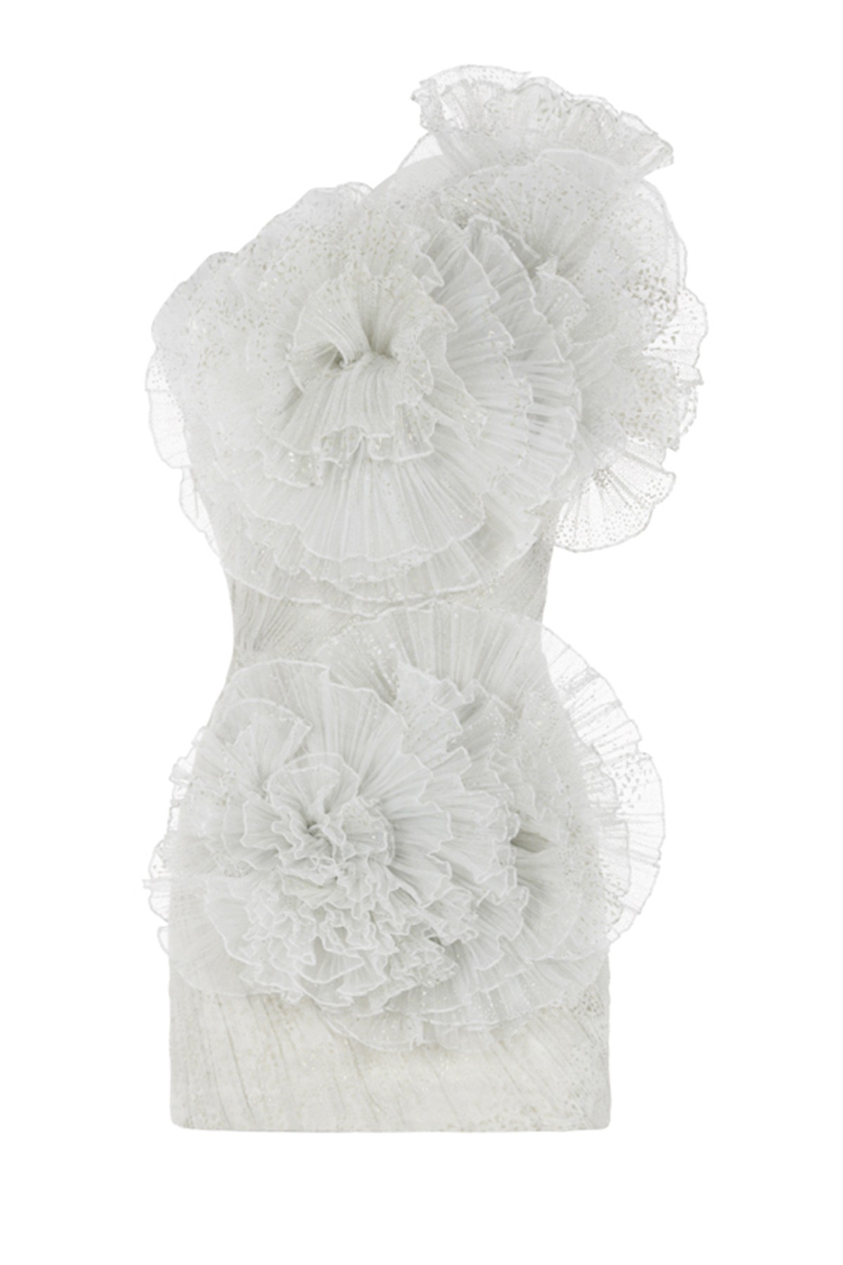 Foil Print Draped Organza Mini Dress