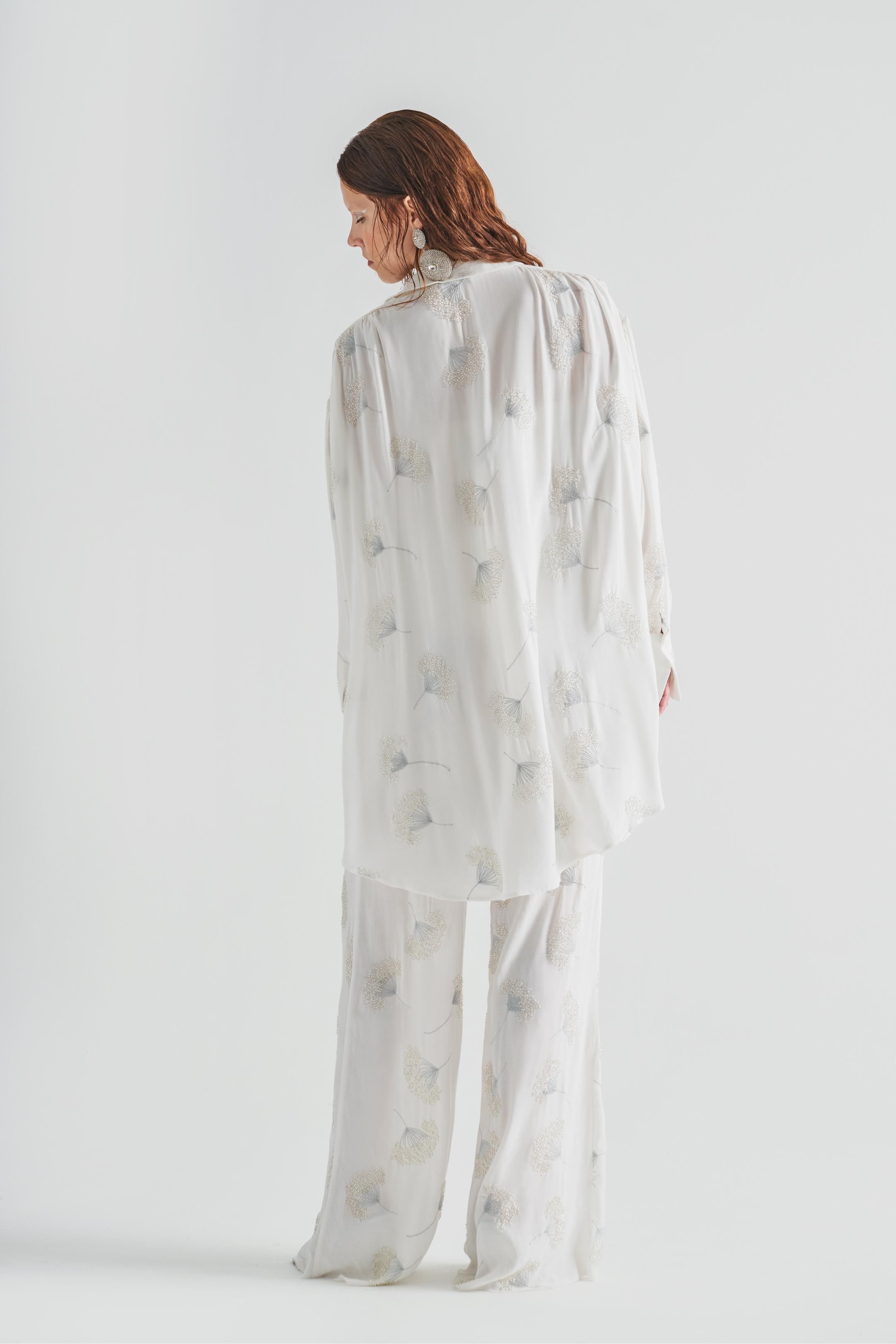 Lurex Embroidered Shirt With Tunnel Shoulders