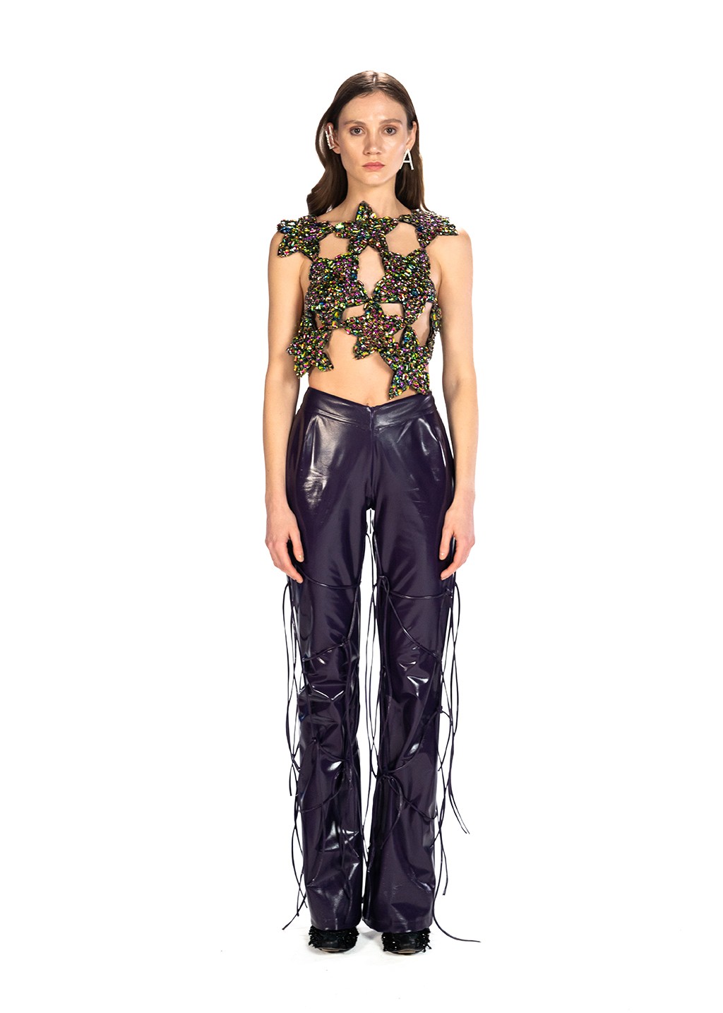 Tied-up Detailed Leather Trousers