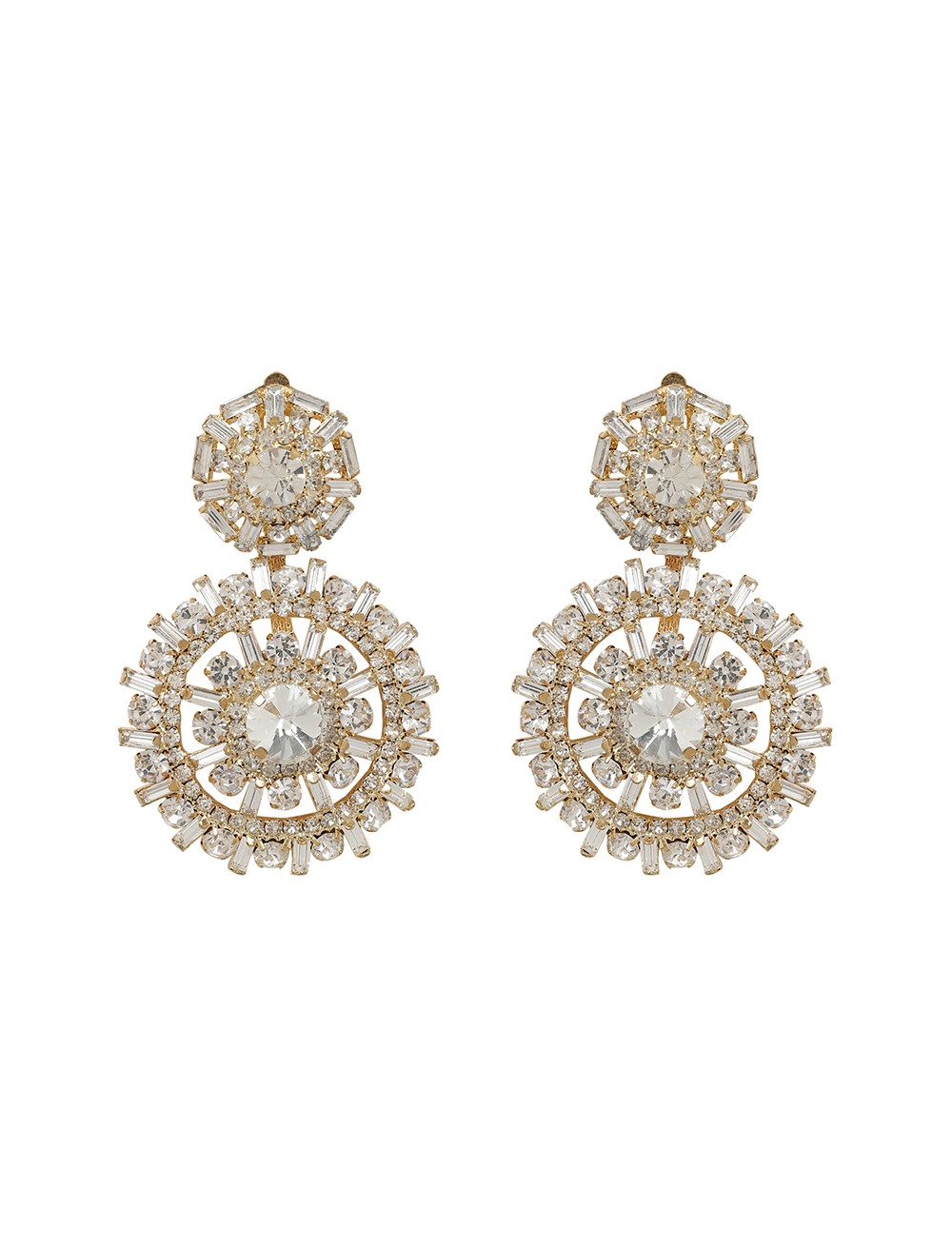 Gold Drop Earrings With Crystals