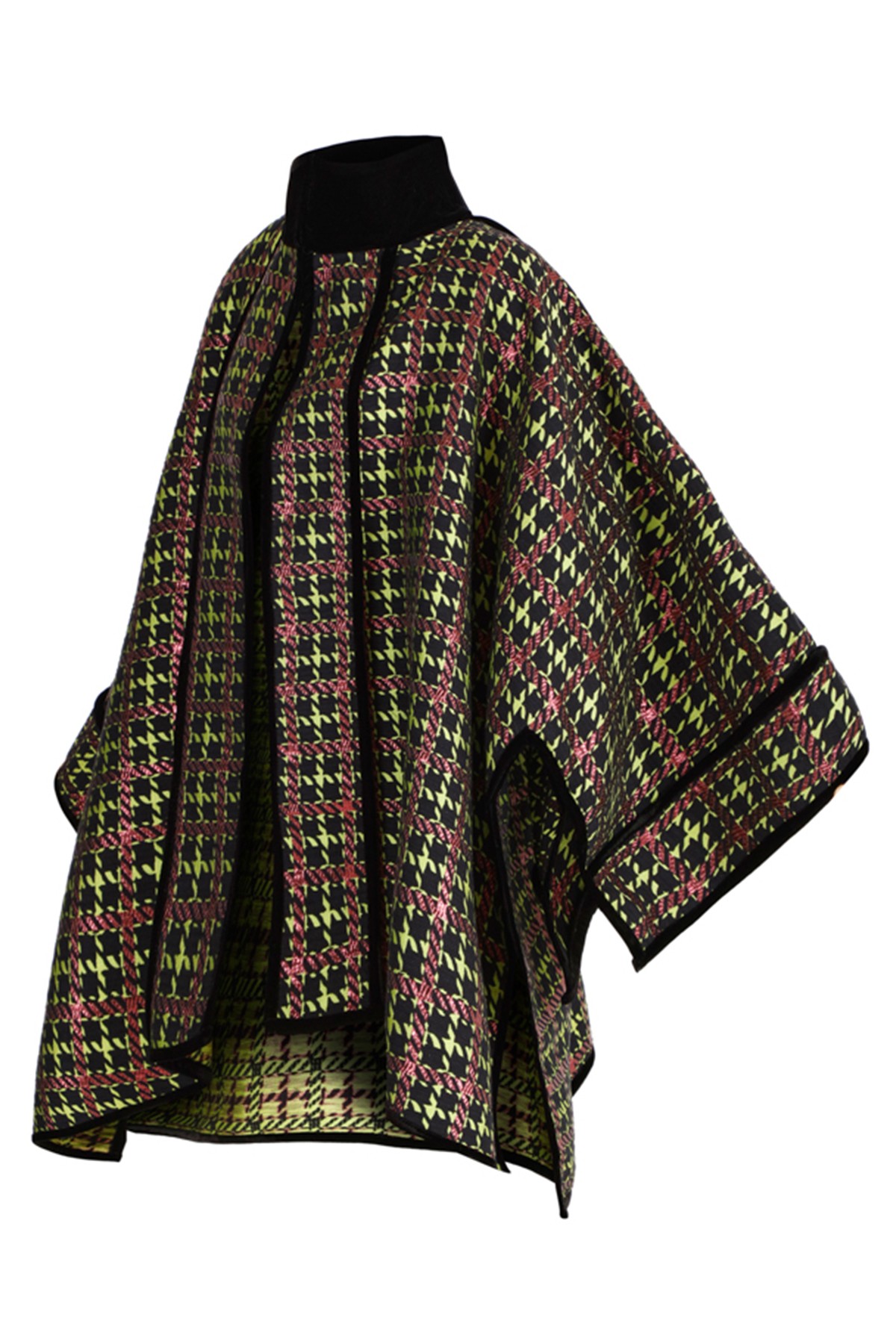 Houndstooth Pattern Multi-Color Poncho