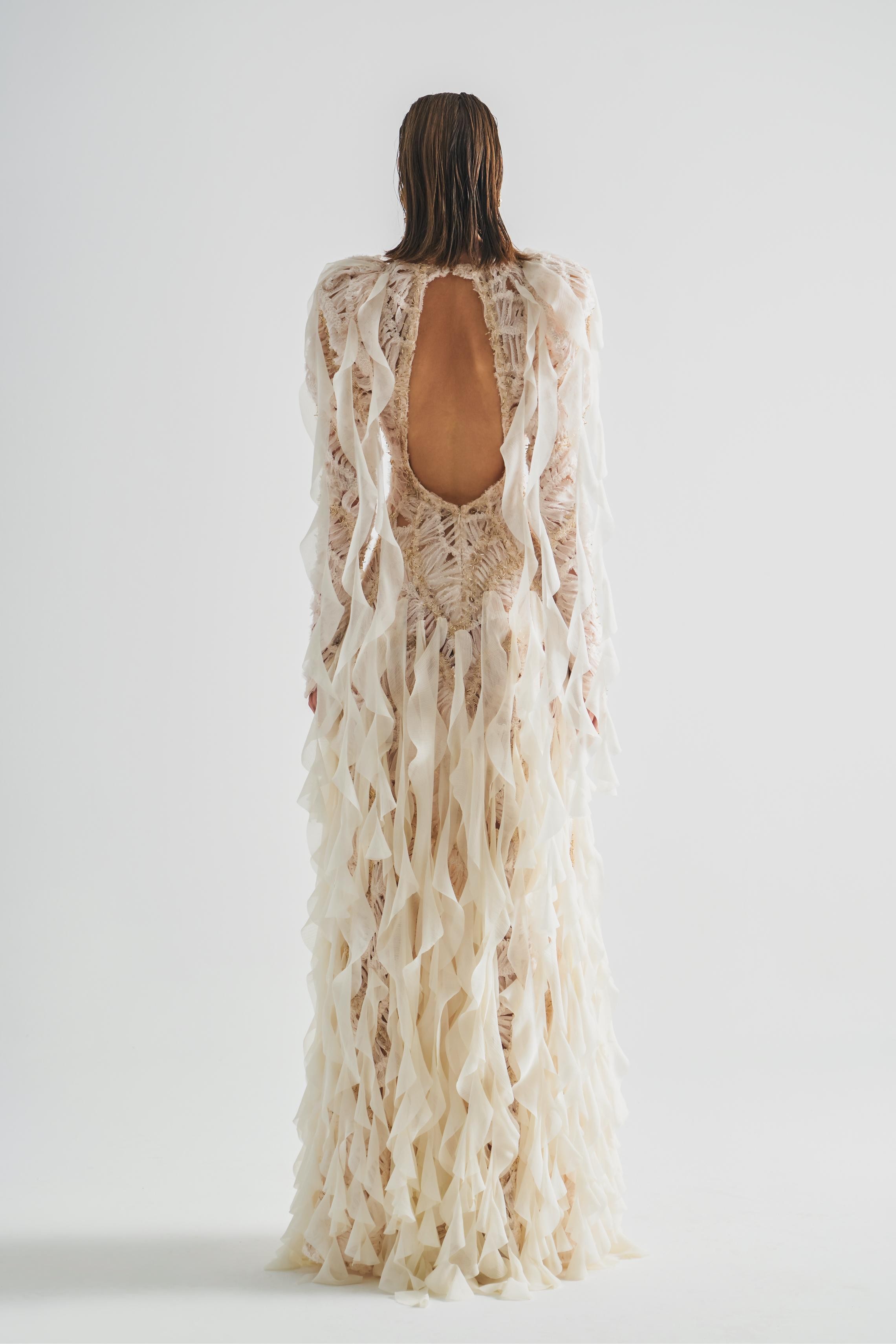 Flounce Maxi Dress With Embroidery Detail