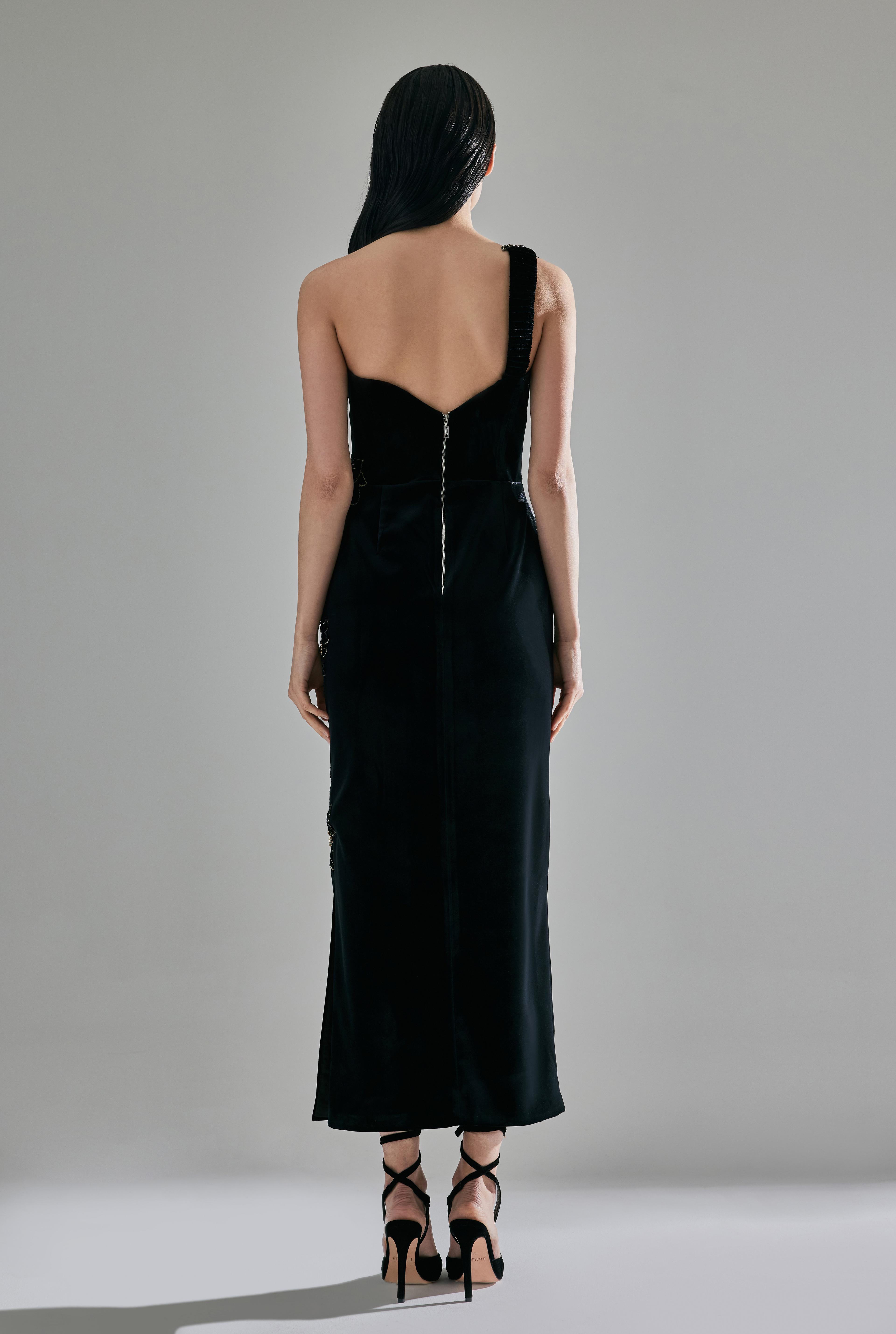 Embroidered Side Slit Midi Dress - Hand Made