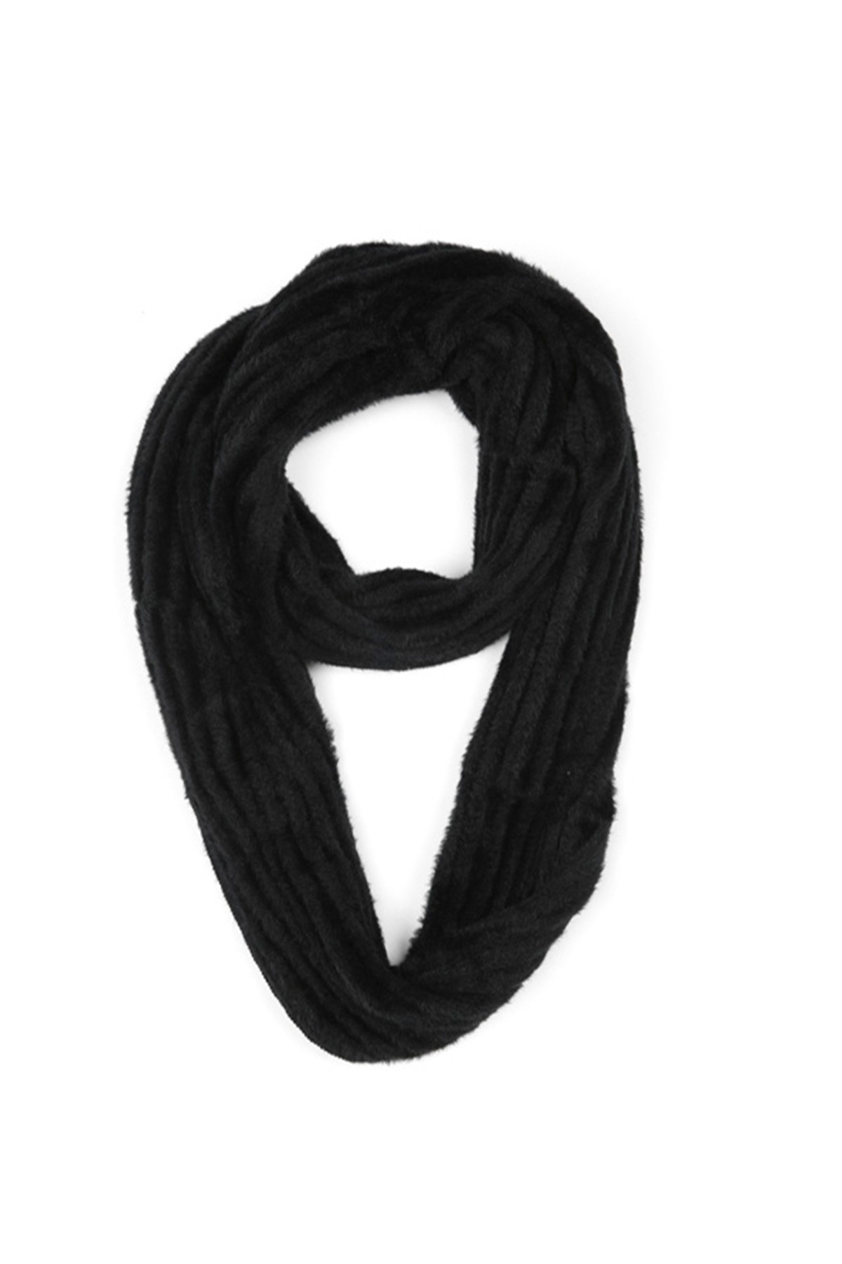 Black Cowl Neck Knit Scarf