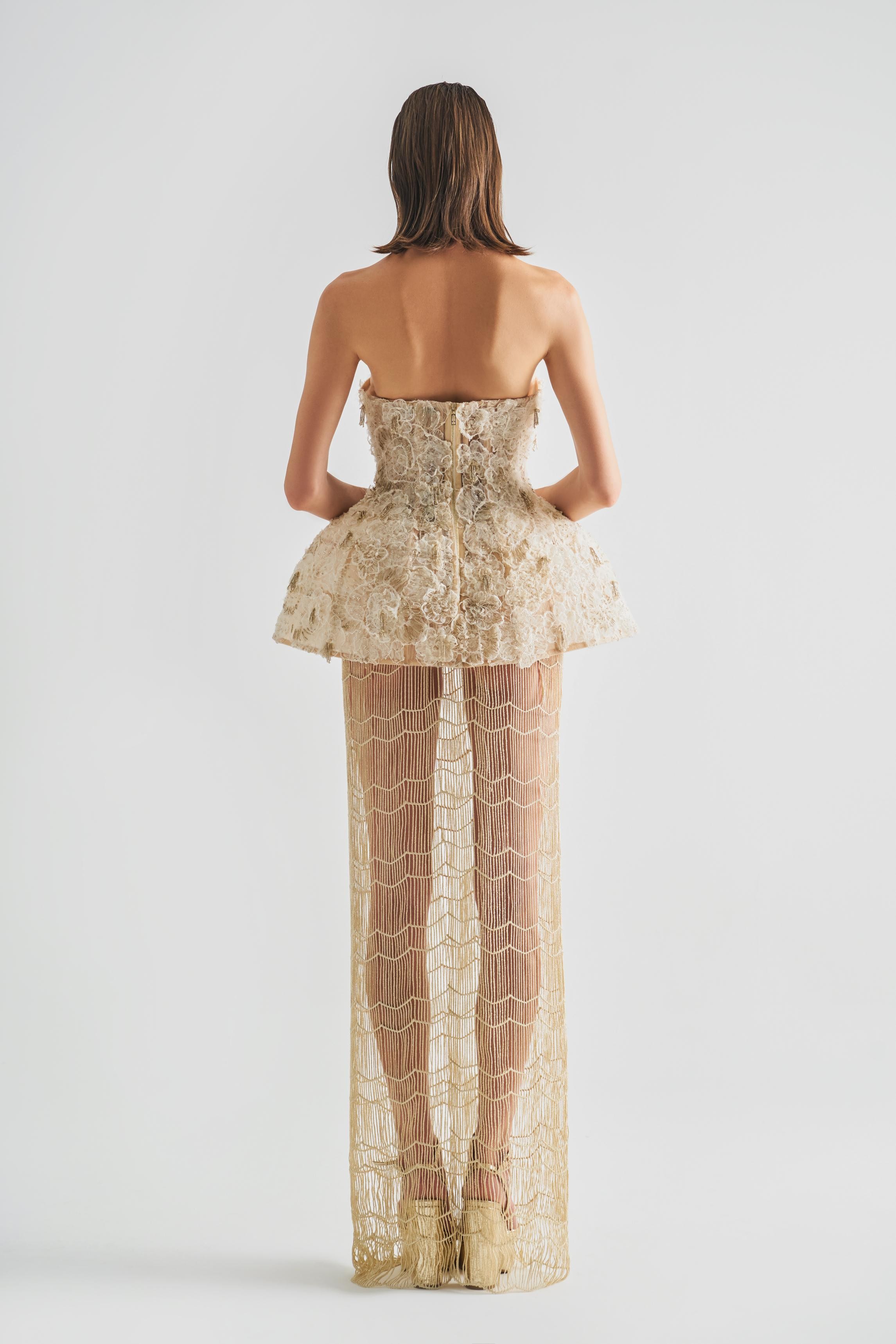  Knitted Skirt With Golden Detail And Underwire Corset