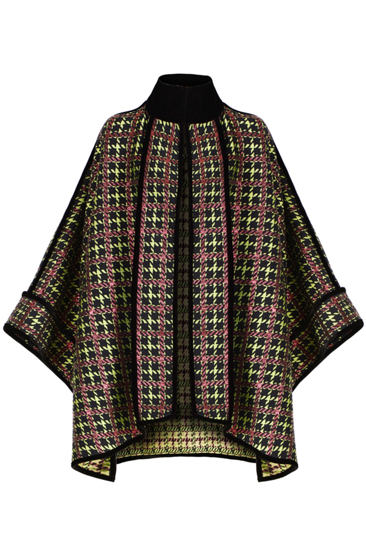 Houndstooth Pattern Multi-Color Poncho