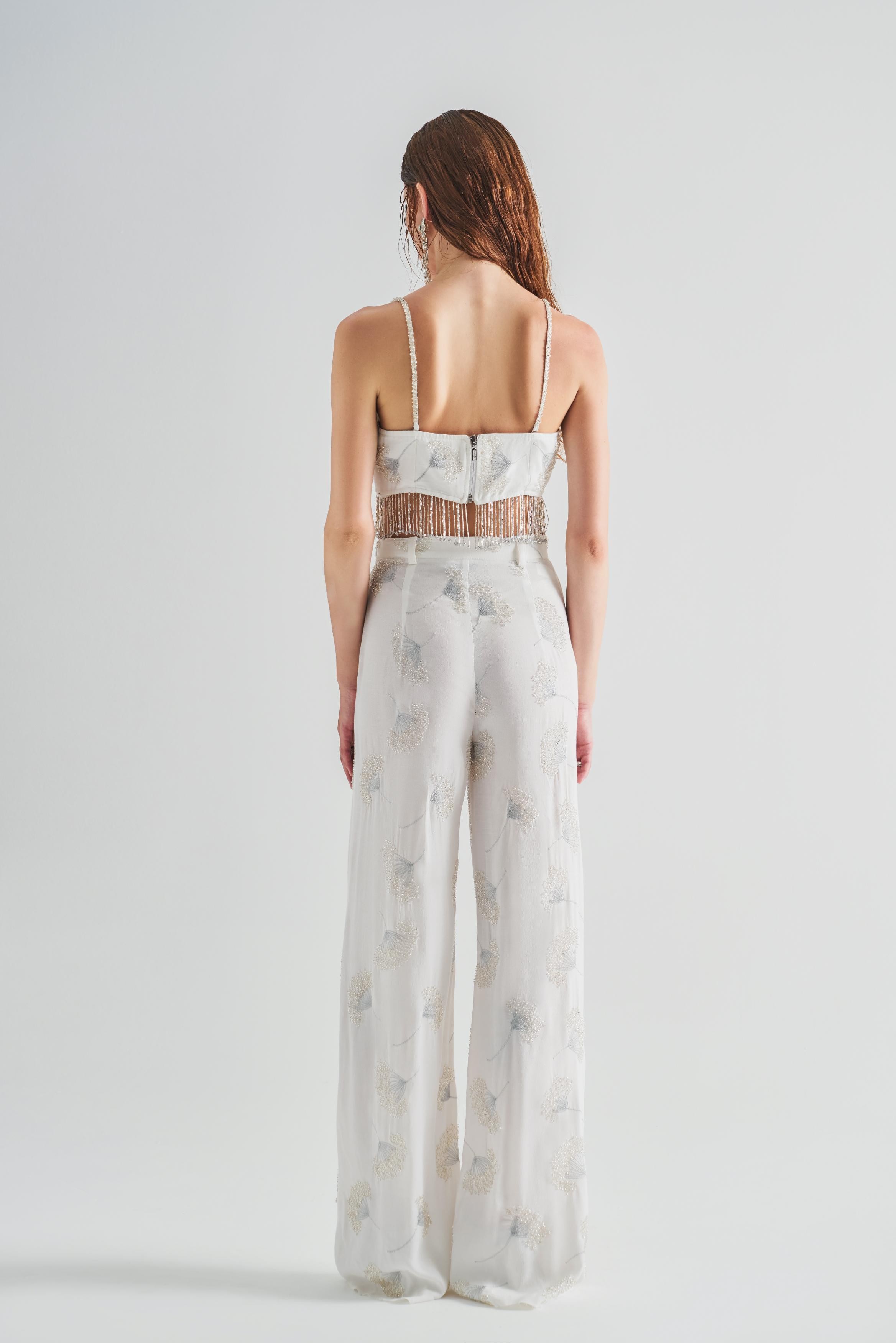 Lurex Embroidered And Beaded Pants