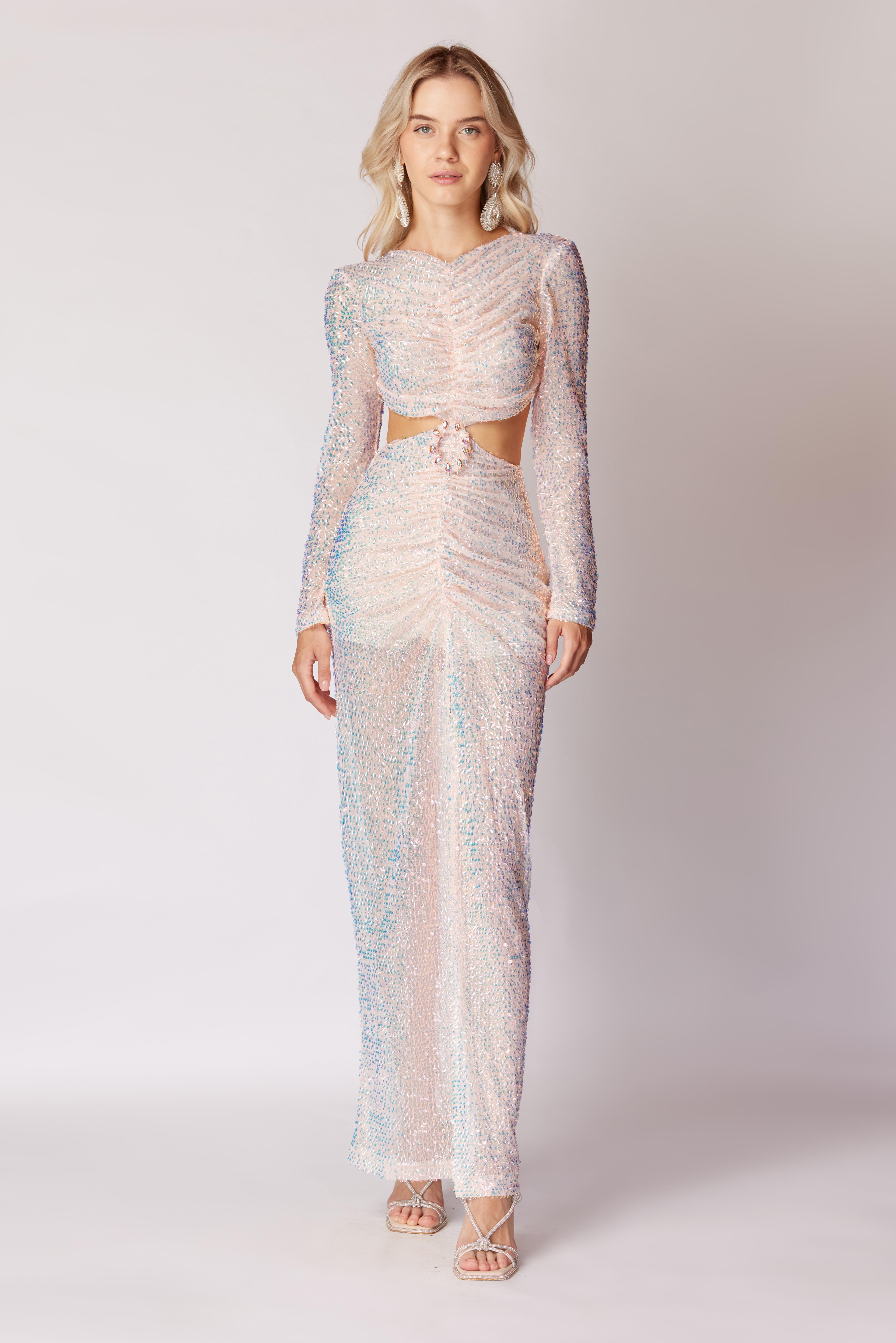 Sequined and Cut-Out Detailed Dress