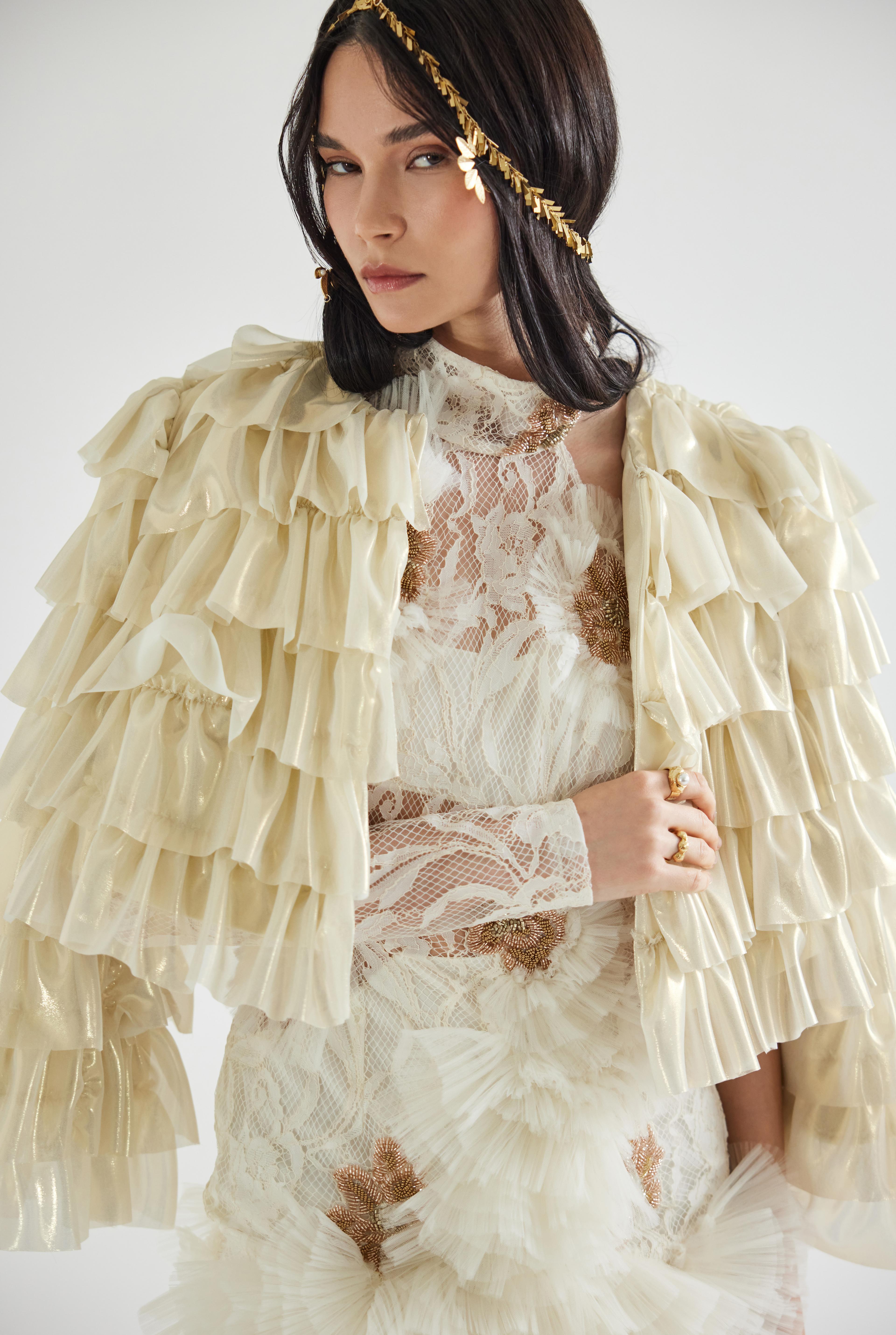 Ruffled Gold Shiny Jacket