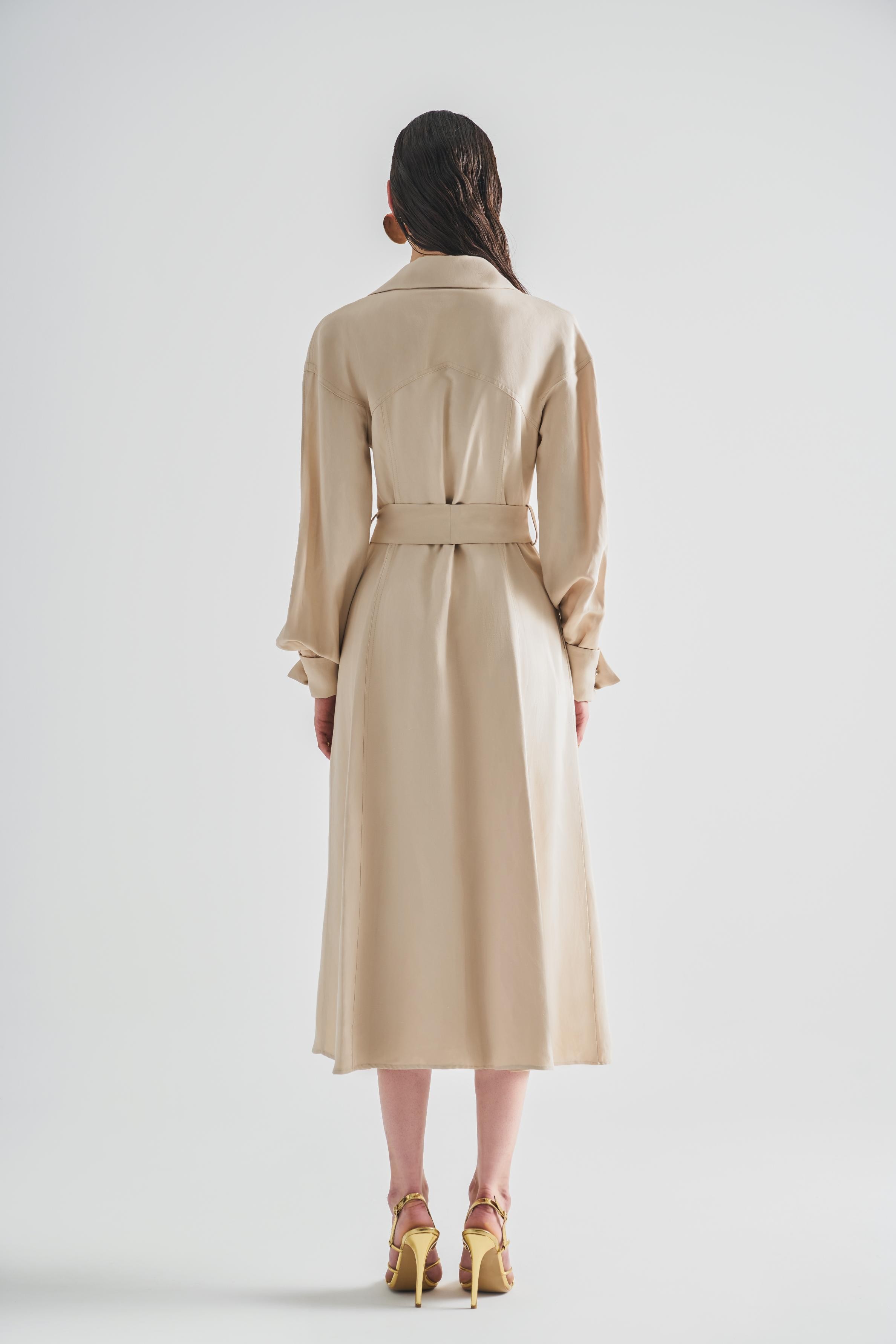 Wrap Midi Dress with Sleeve Detail