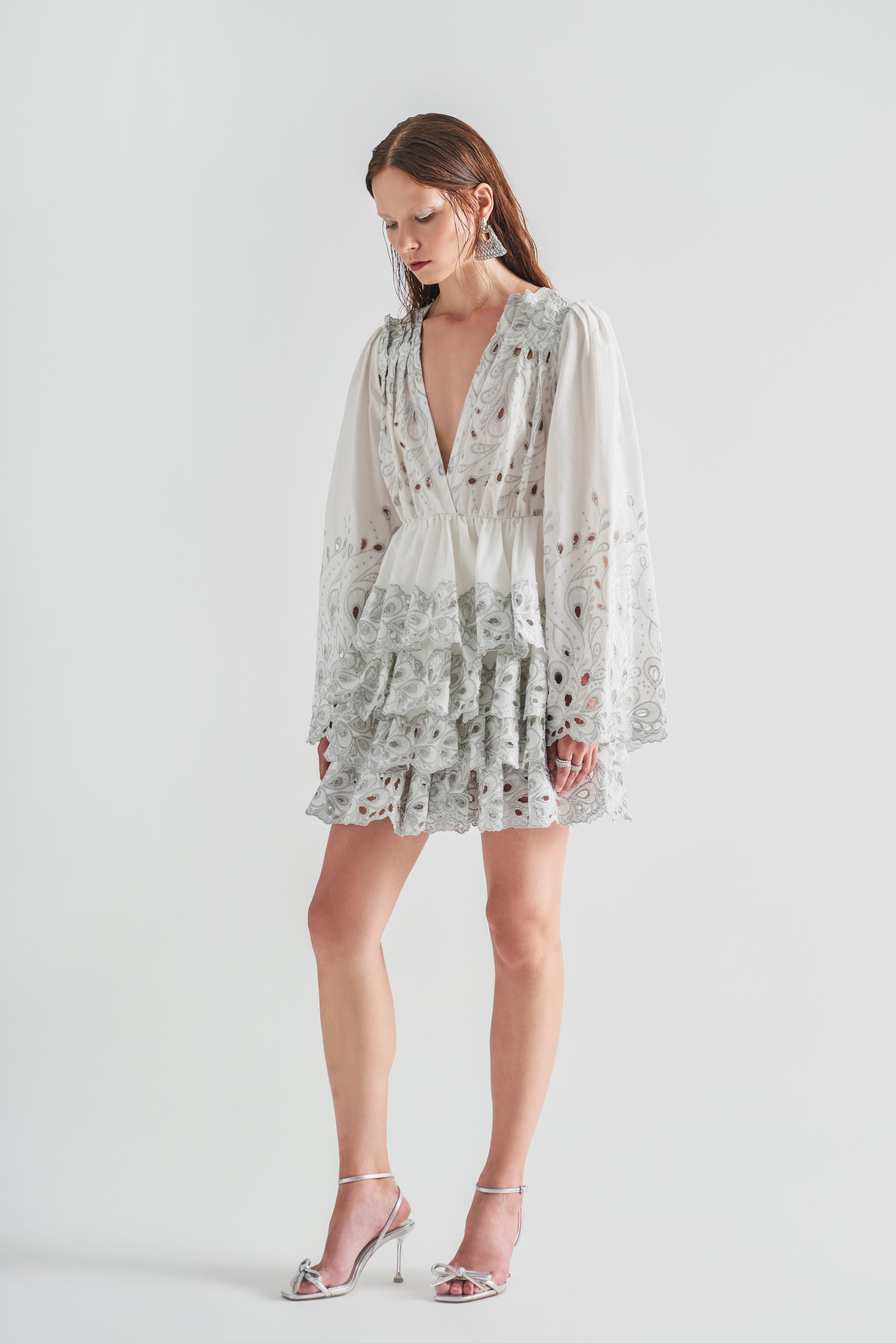 Lurex Embroidered Brocade Dress