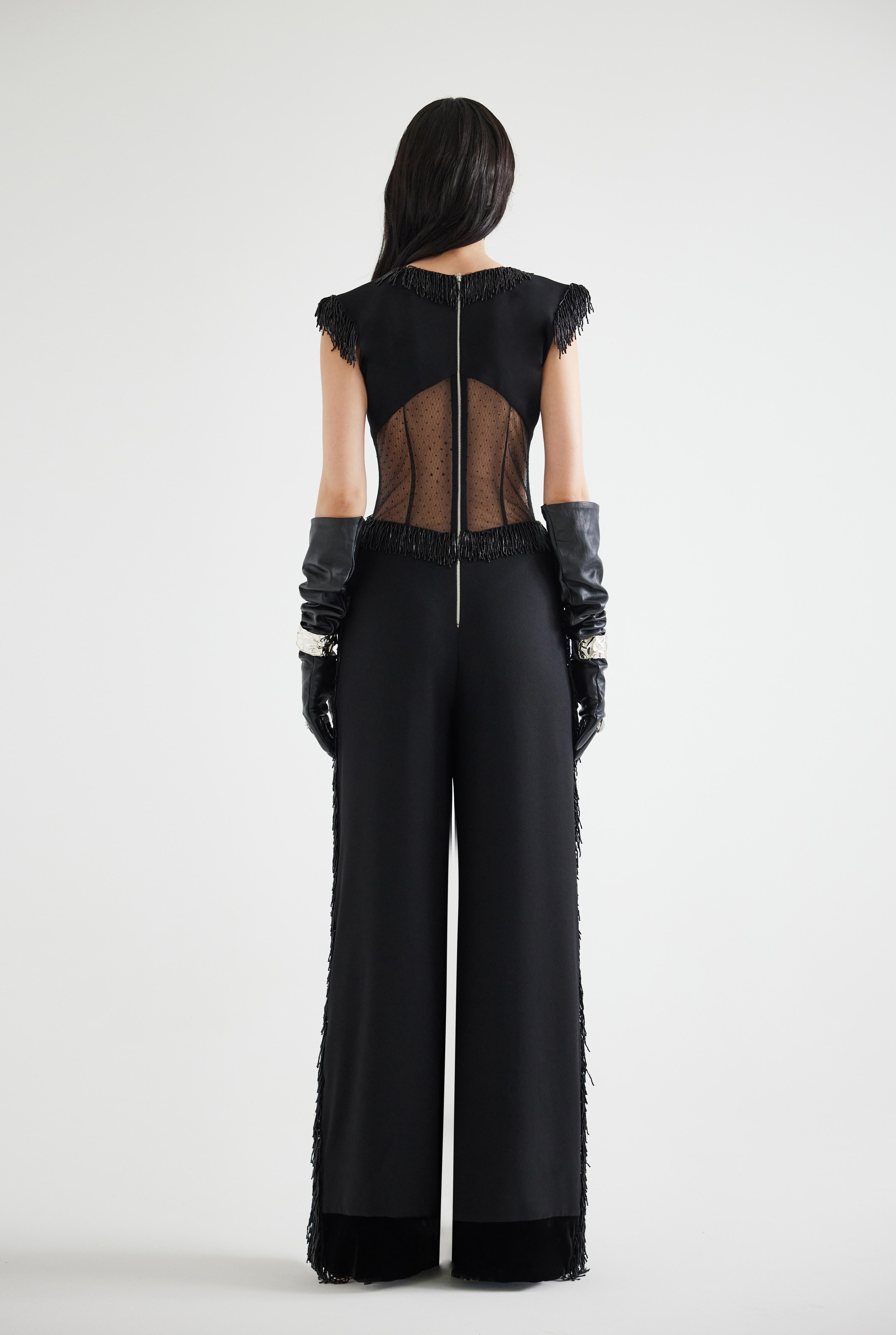 Cut-out With Stripe Bead Detail Jumpsuit