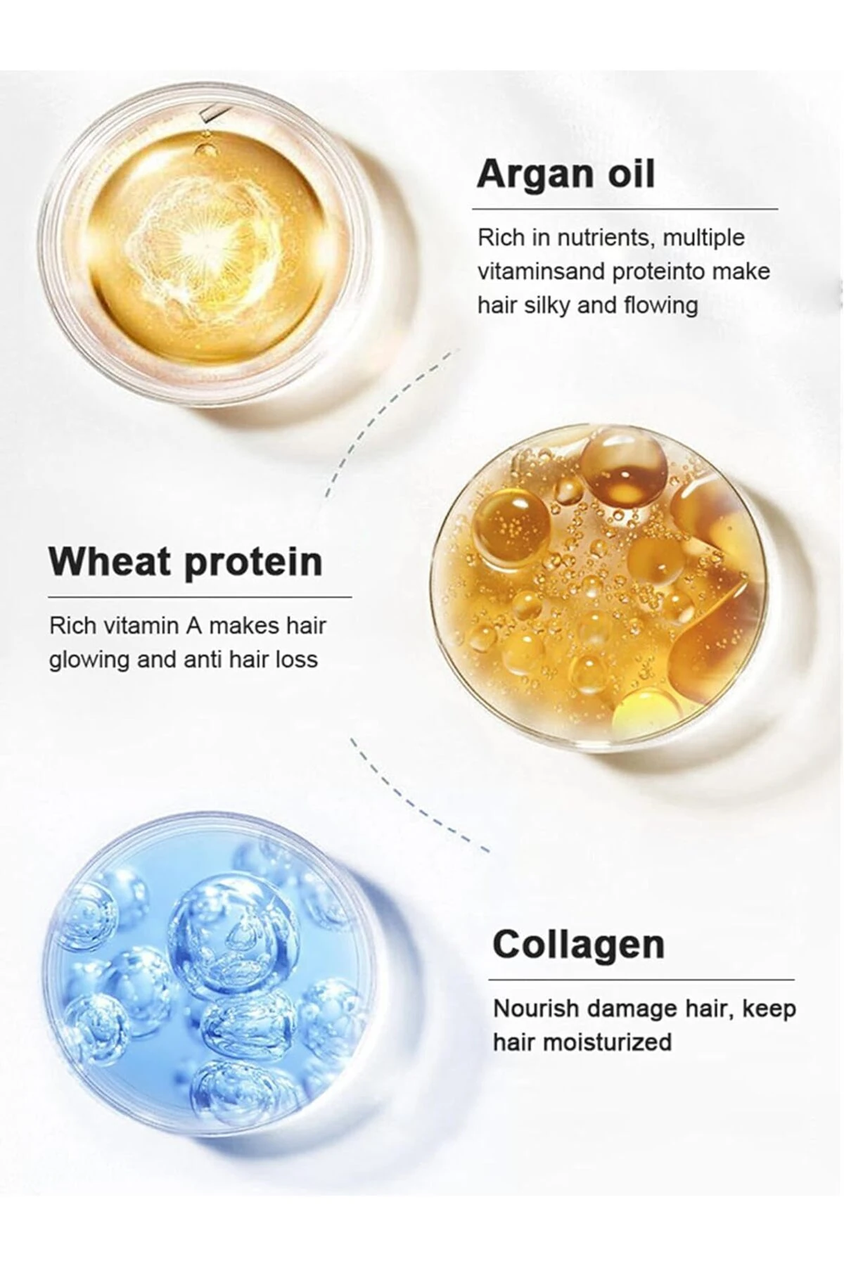 Yıpranmış Saç Onarımı Argan Keratin Kollajen Onarıcı Saç Maskesi Saç Bakım Maskeleri 6'lı Set