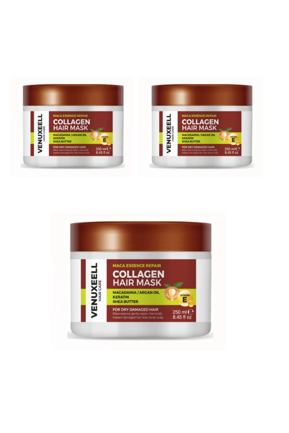 Kuru Ve Yıpranmış Saçlar Için Besleyici Onarıcı Keratin Bakım Etkili Yoğun Saç Maskesi 3'lü set