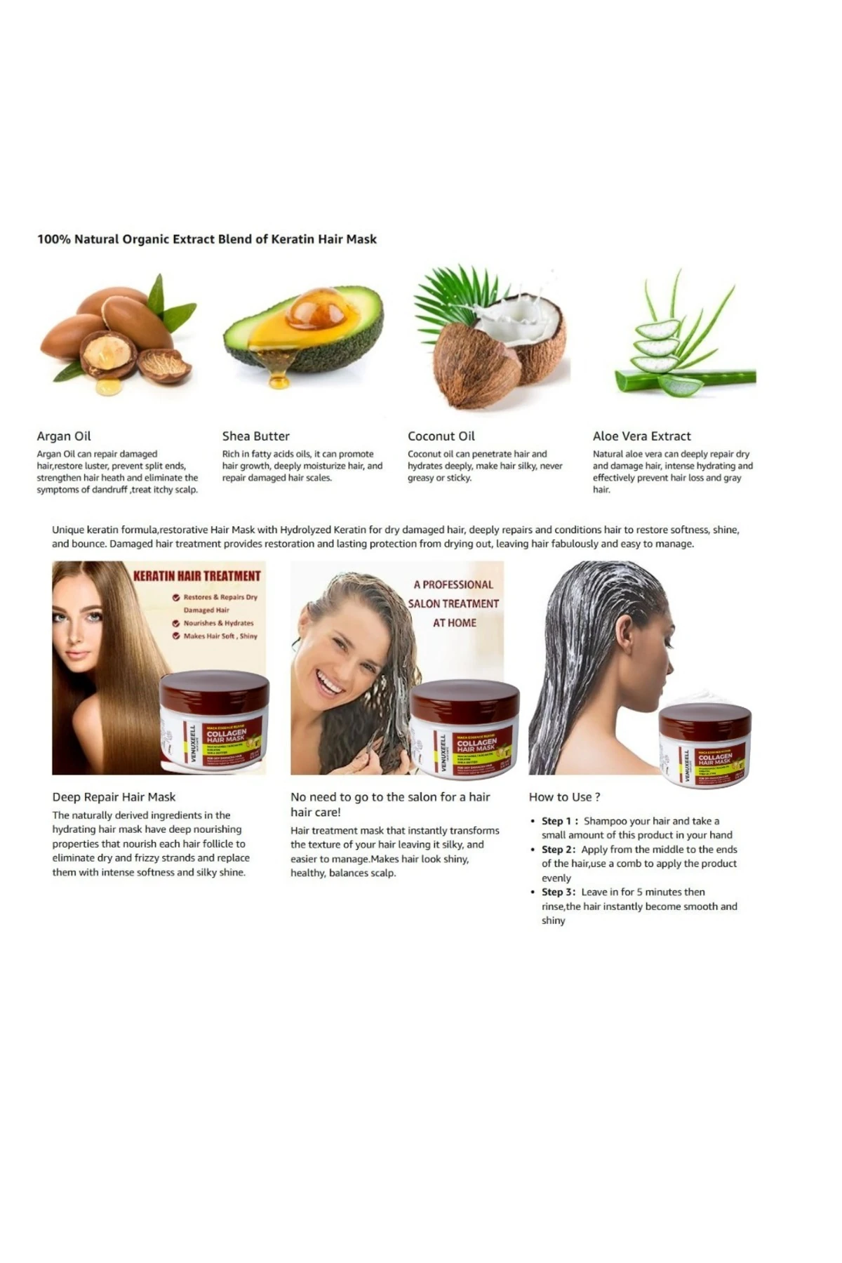 Argan Yağı Ve Keratin Içeren Saç Maskesi – Kuru, Yıpranmış Saçları Onarır Ve Güçlendirir