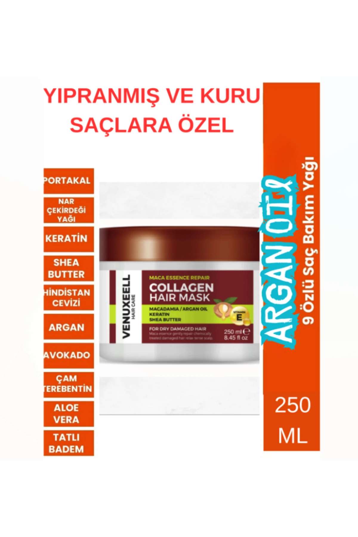 Yıpranmış Saçları Onaran Saç Kremi Kolojen Maça Özü Anganyağı Buğday Protein Zenginleştirilmiş