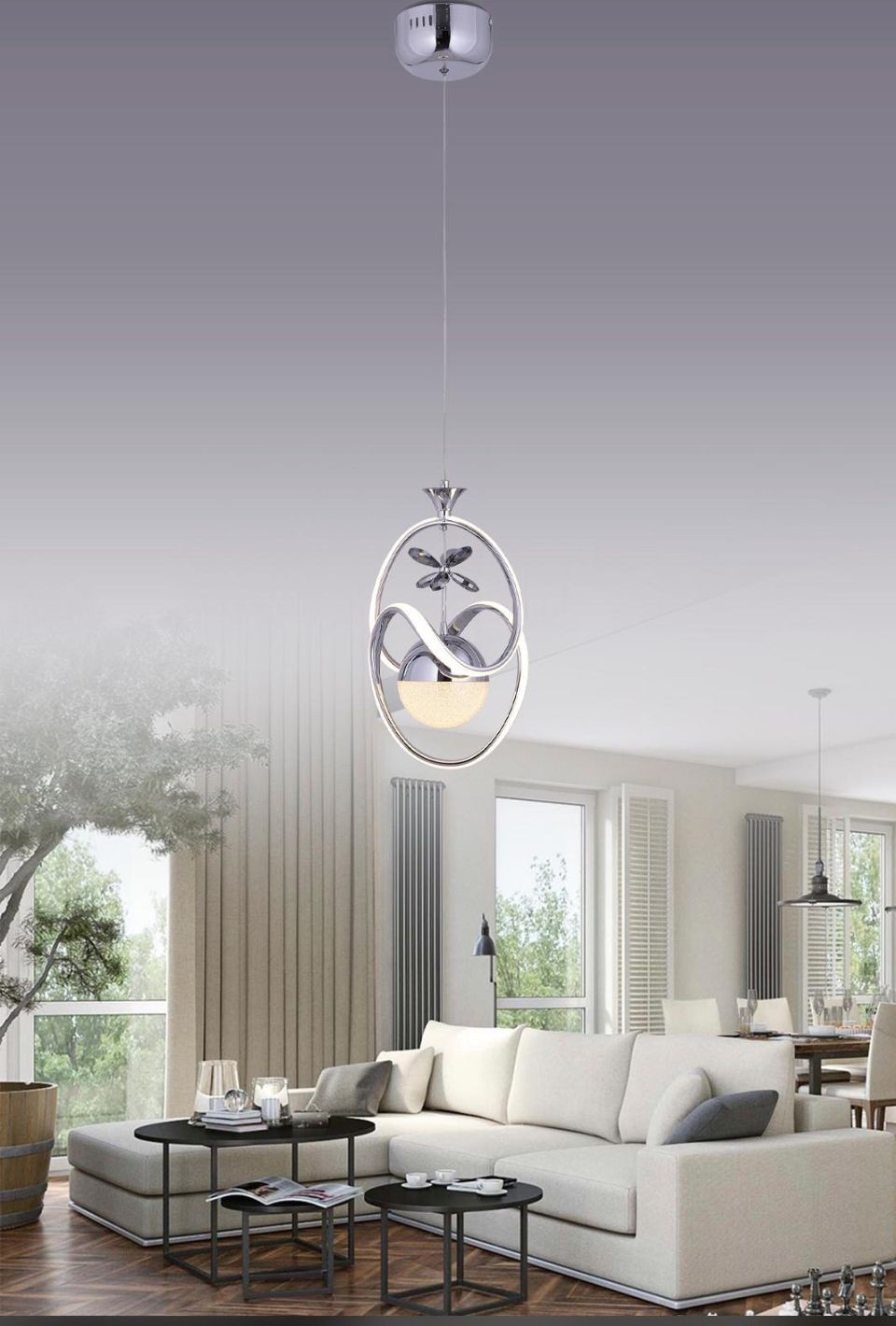 Mylife  Badem tek top taşlı gold & gümüş 3 renk led Avize