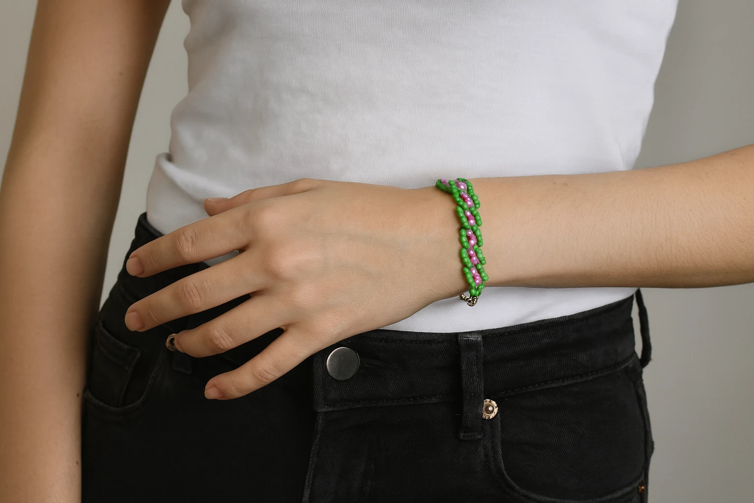 Yeşil Pembe Bileklik