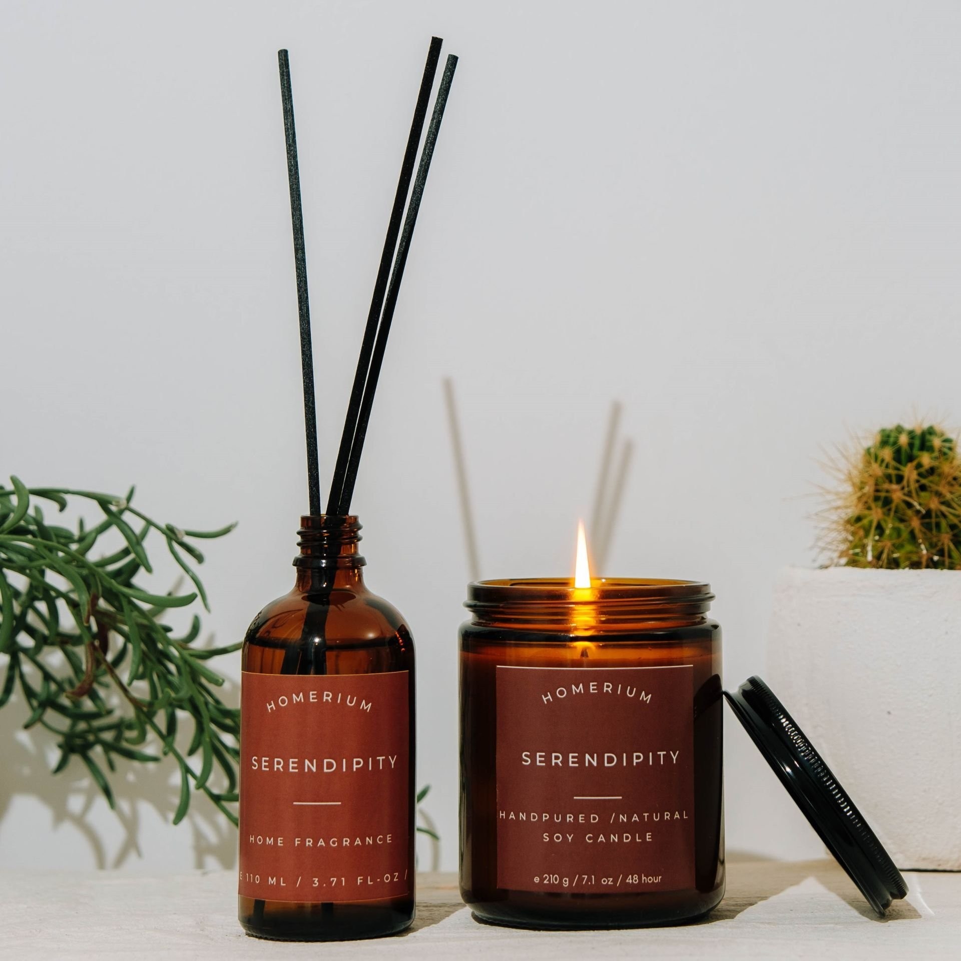 Stick Room Fragrance and Scented Candle Set Serendipty 2 Pieces