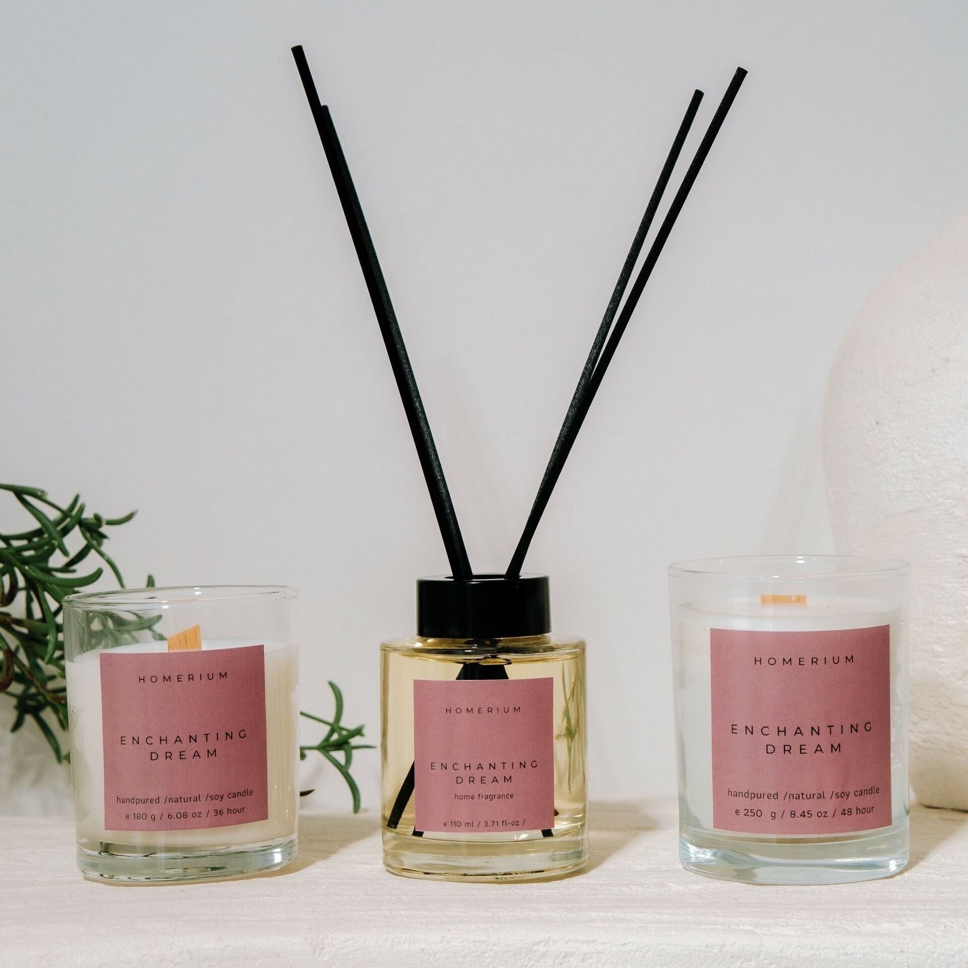 Stick Room Fragrance and Scented Candle Set Enchanting Dream 3-Piece