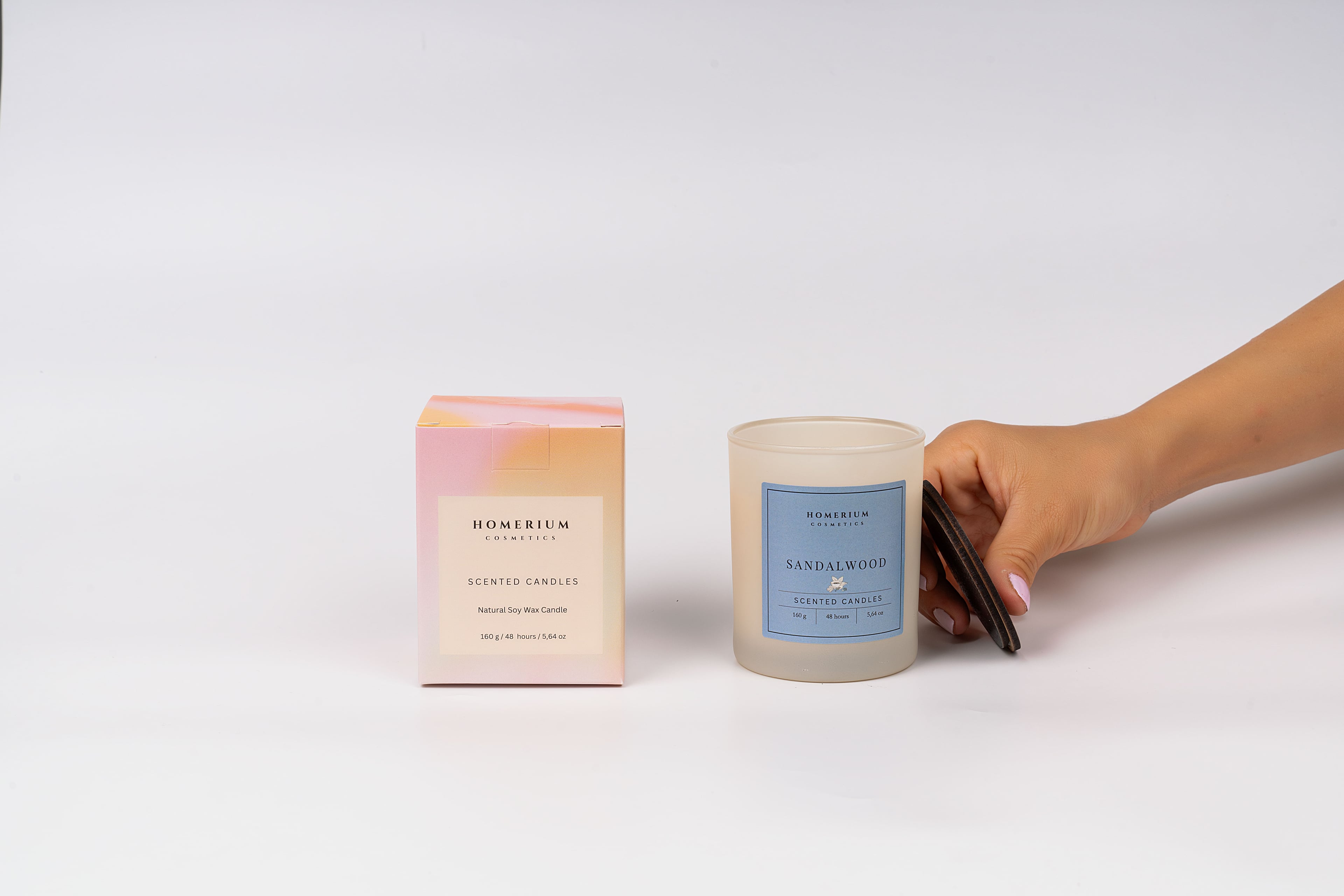 Sandalwood Soy Wax Candle 160 gr Bej