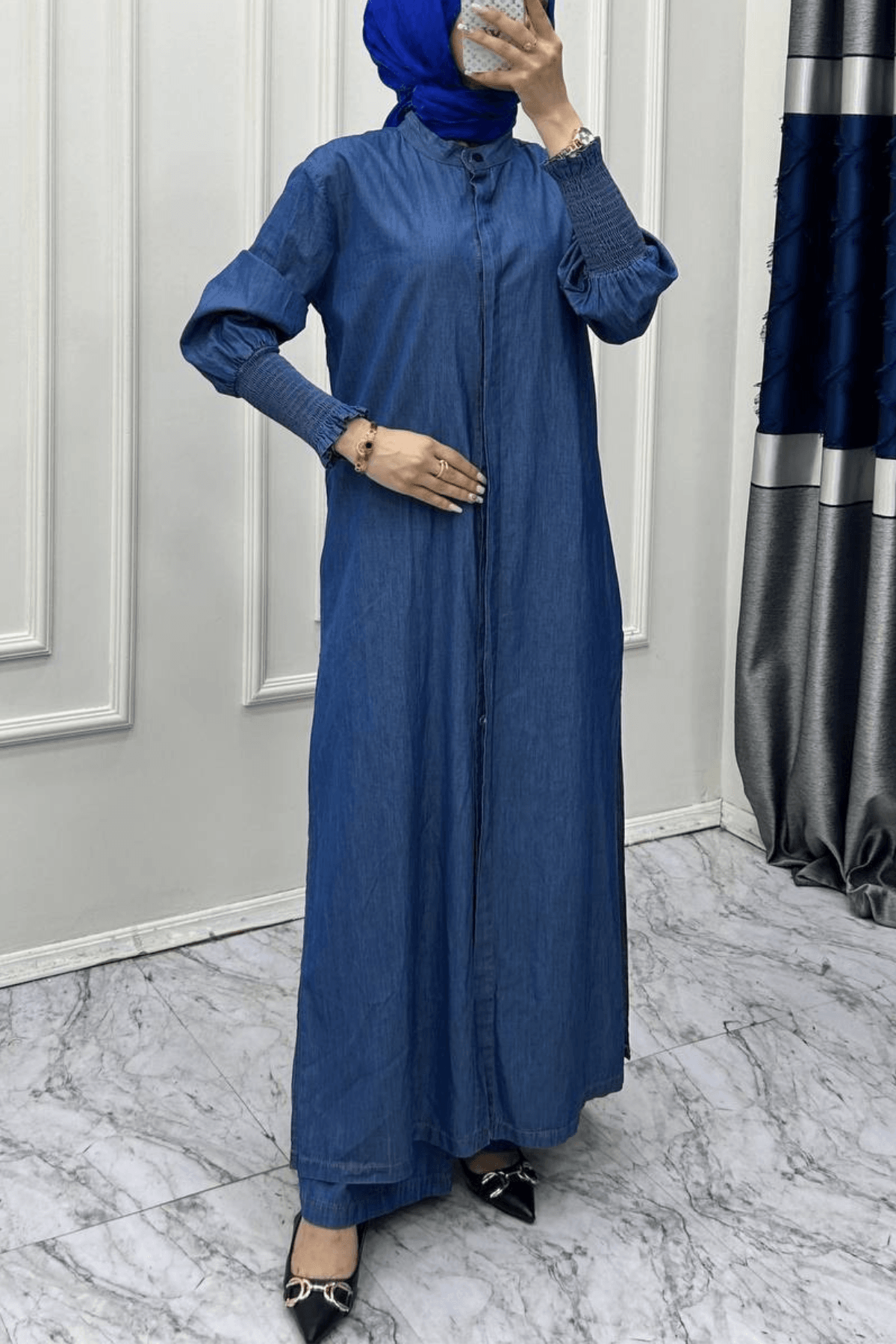 Soft Jean Takım - Tunik Pantolon - Koyu Mavi
