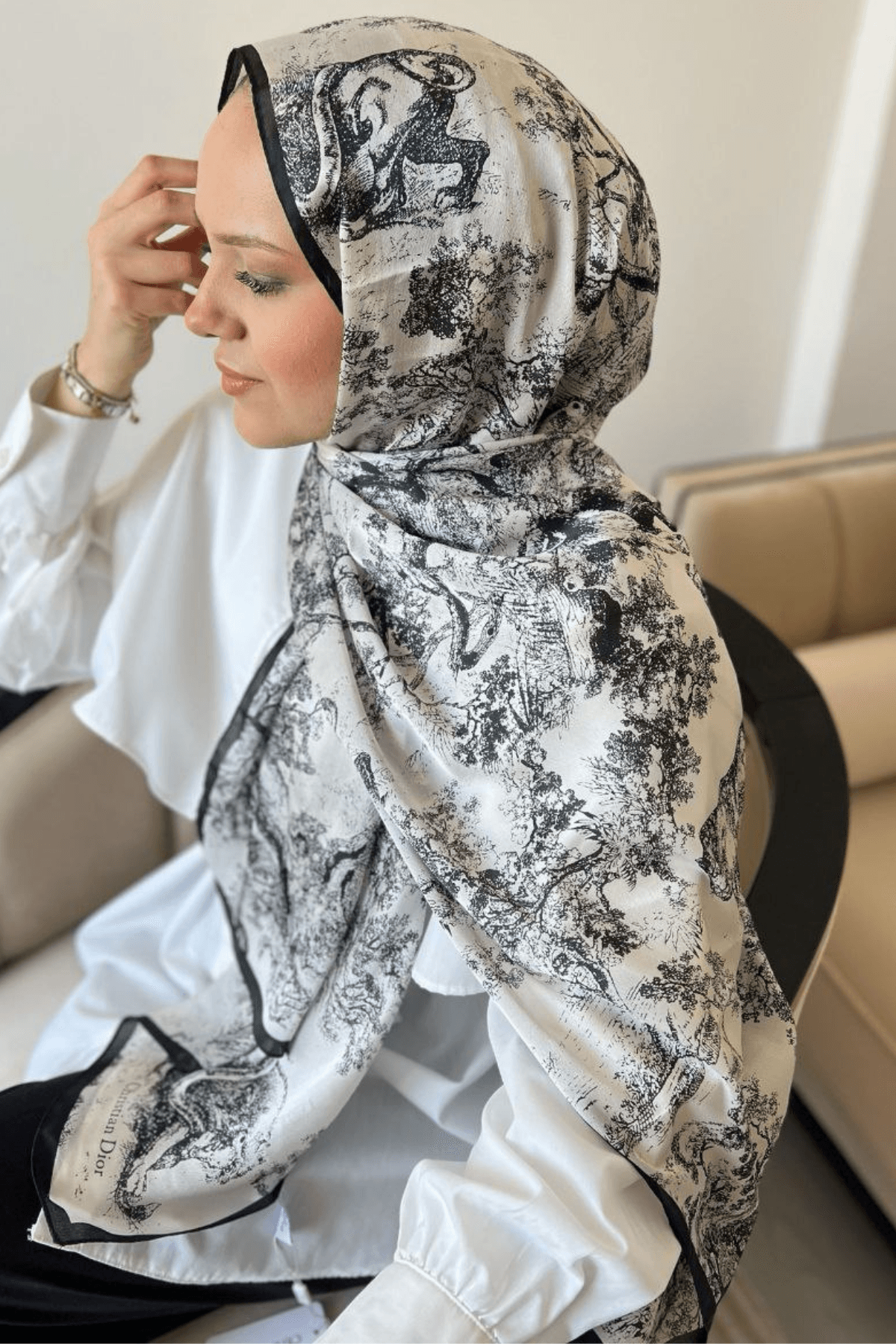 Dior - İthal İpek Vual Şal - siyah