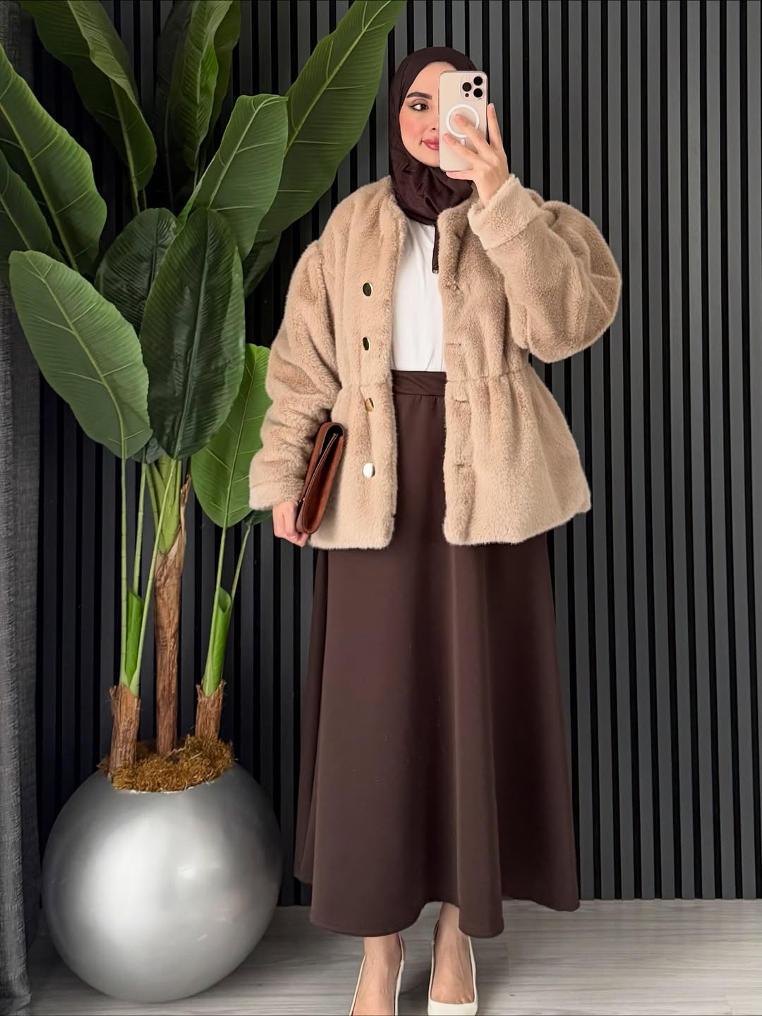 Scuba Kloş Etek - Kahverengi