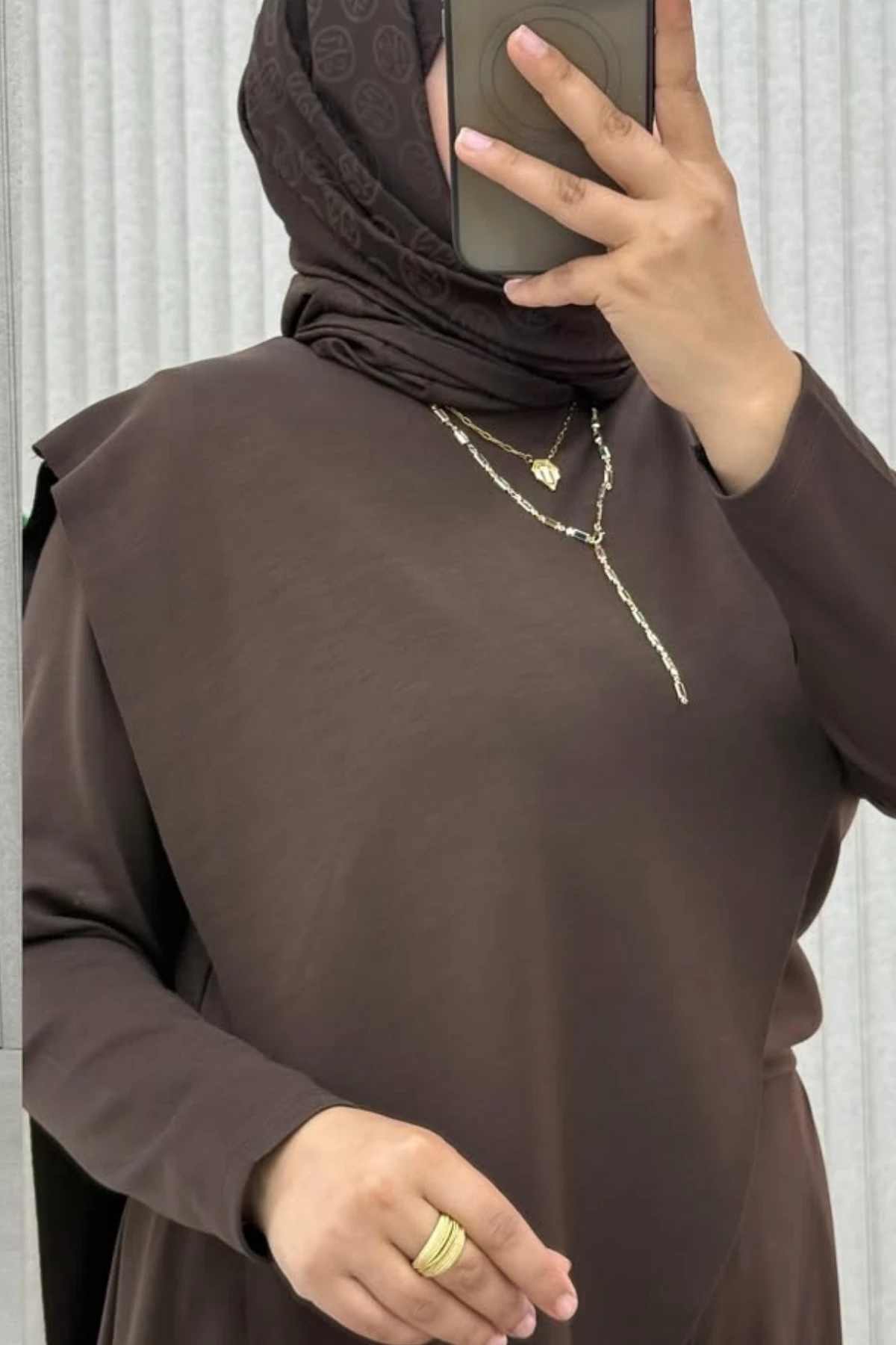 Oysho Kumaş Büyük Beden Takım - Makas Model - Kahverengi