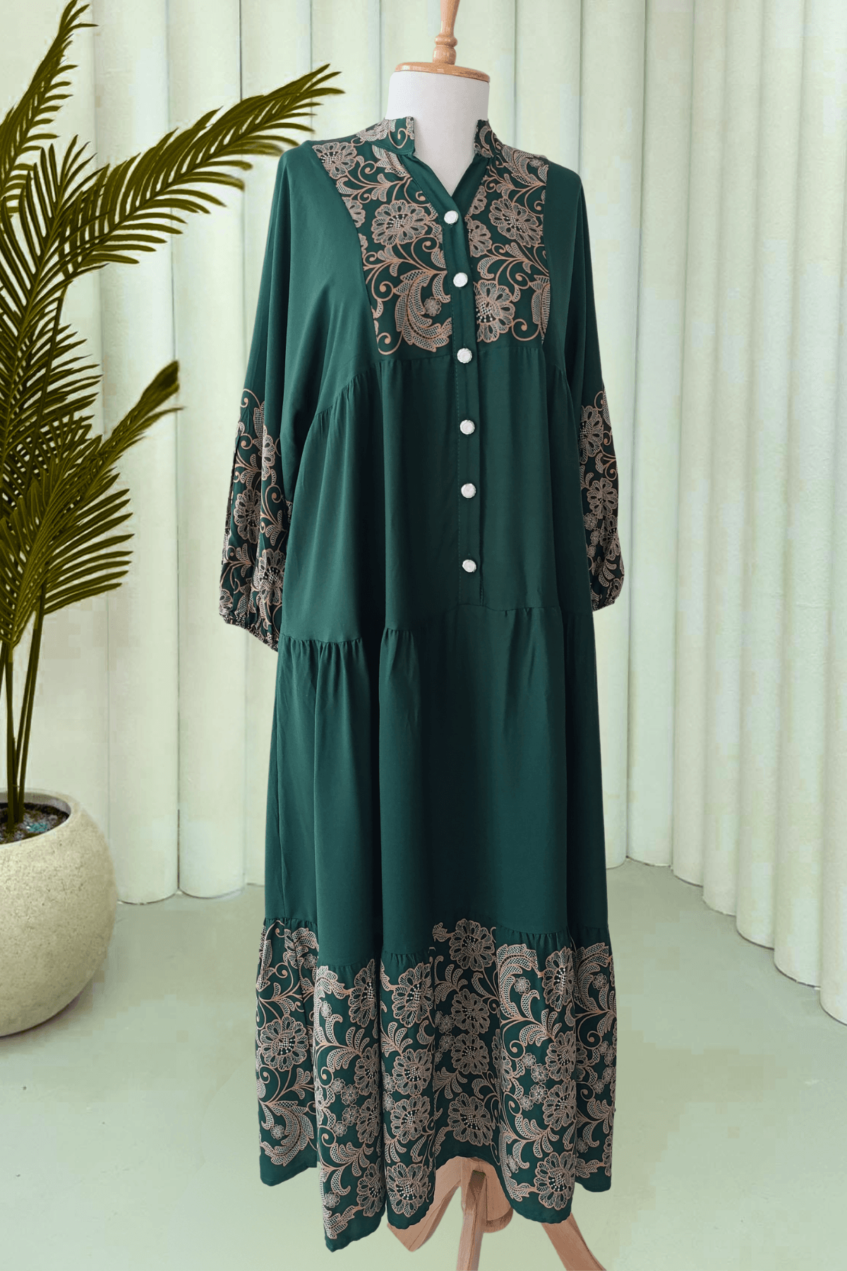 Großgrößen Ethno-Kleid - Grün