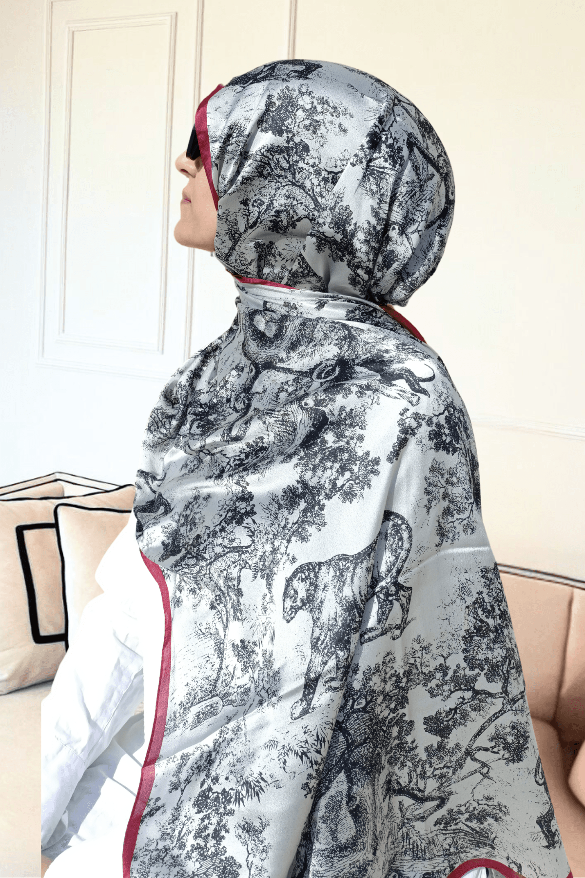Dior - İthal İpek Vual Şal - gri