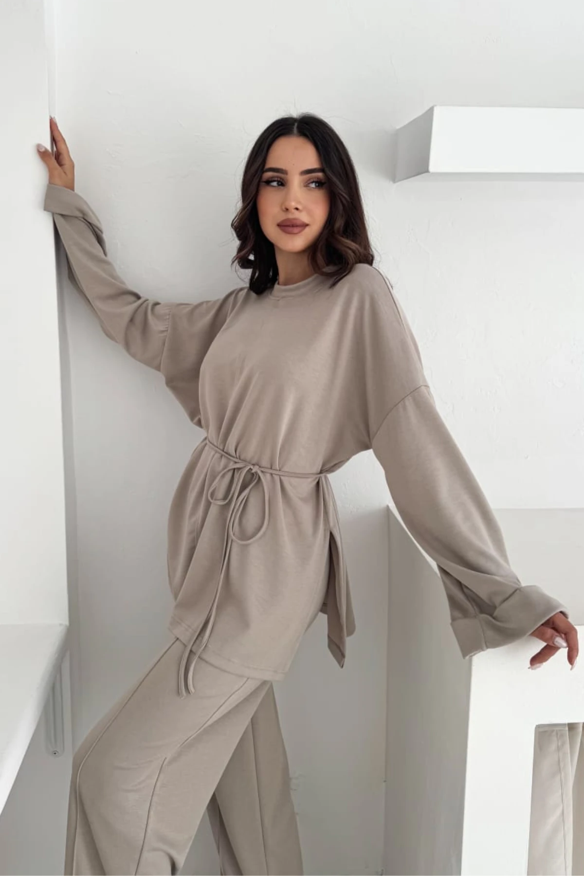 Modal Kumaş Rahat Kesim İkili Takım - bej