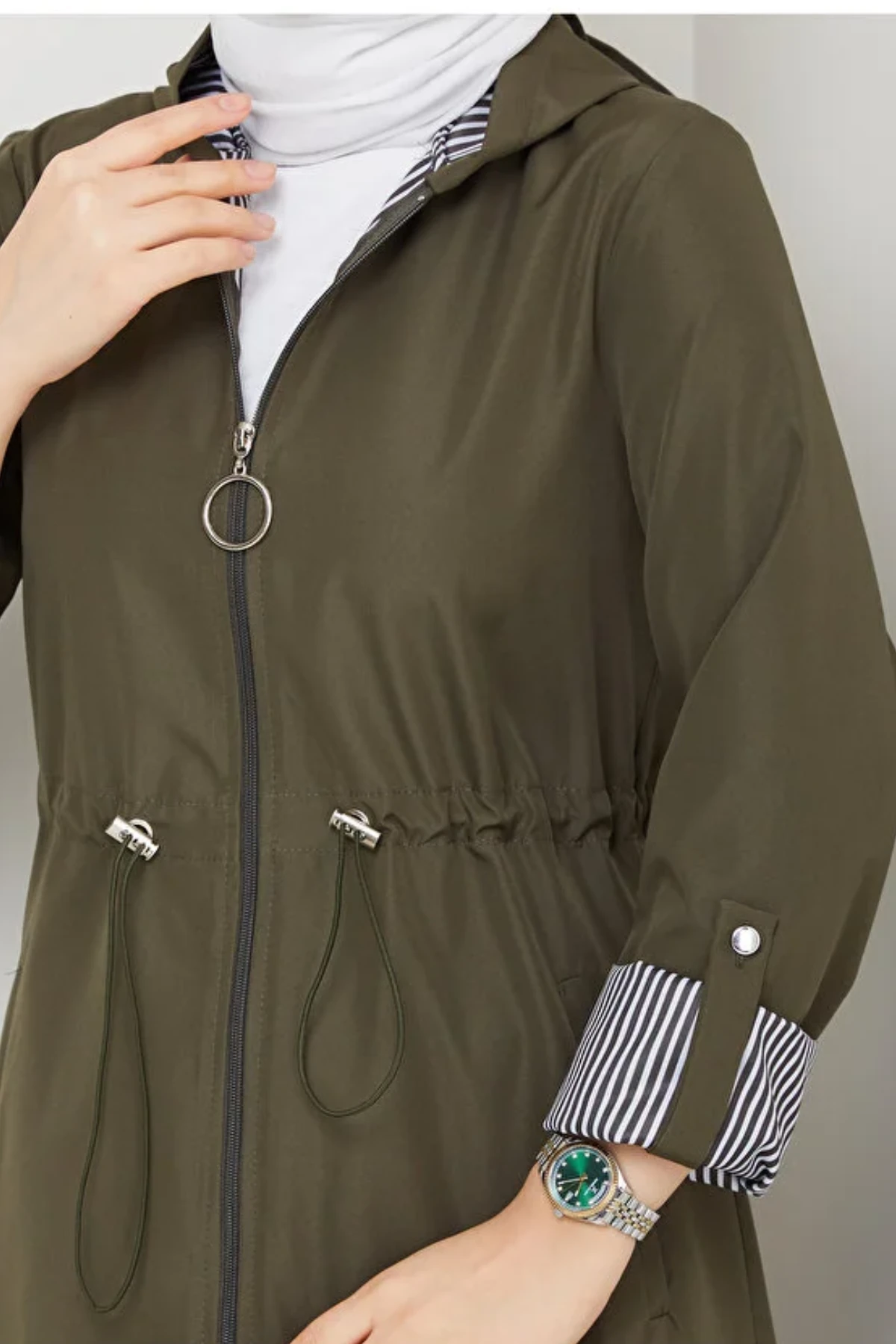 Bondit Kumaş Büyük Beden Trençkot - Su geçirmez Şık Trençkot