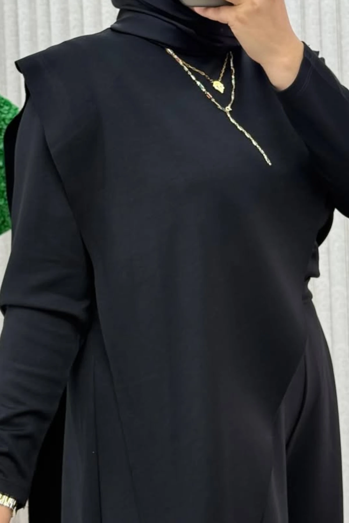 Oysho Kumaş Büyük Beden Takım - Makas Model - siyah